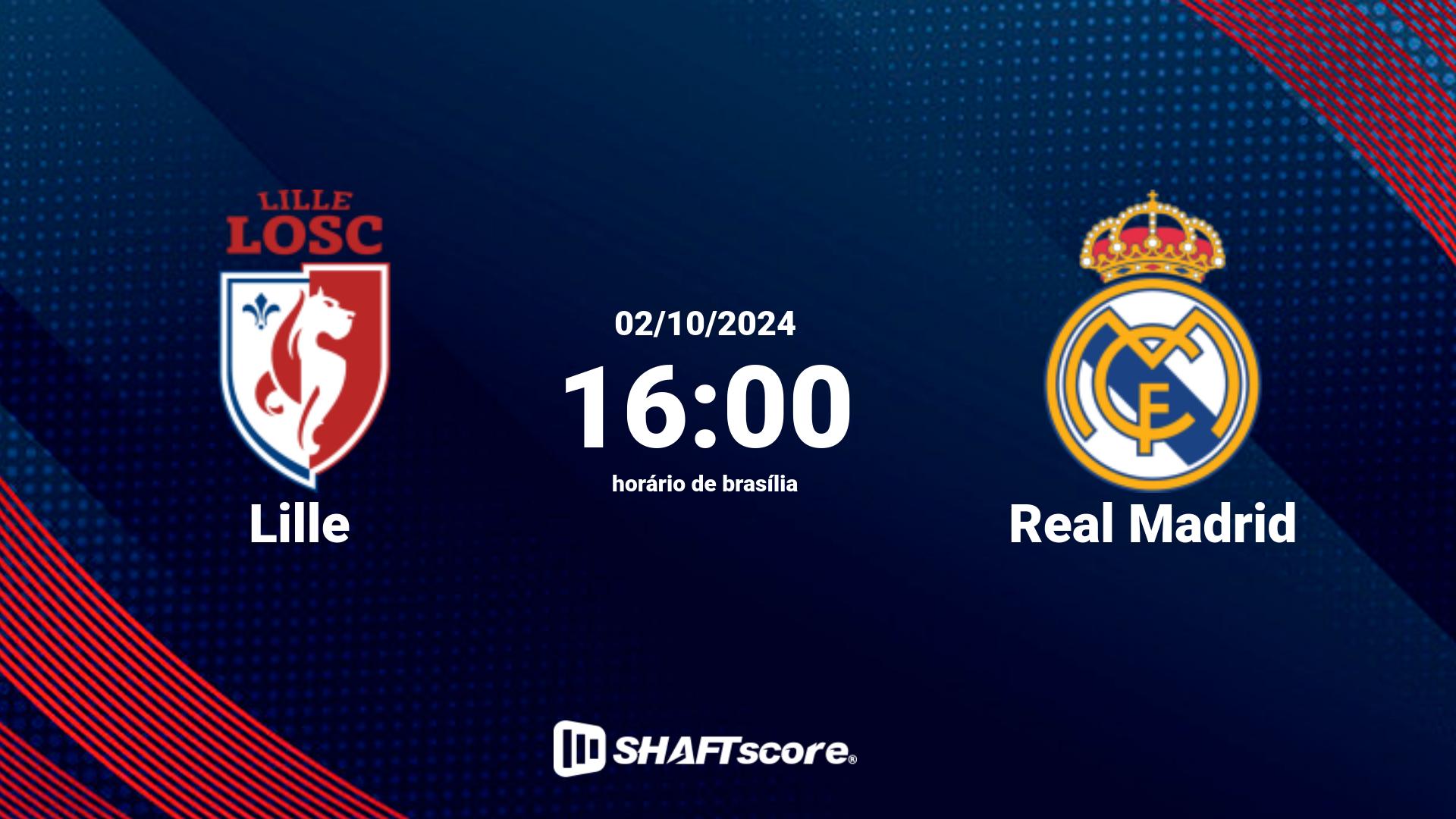 Estatísticas do jogo Lille vs Real Madrid 02.10 16:00