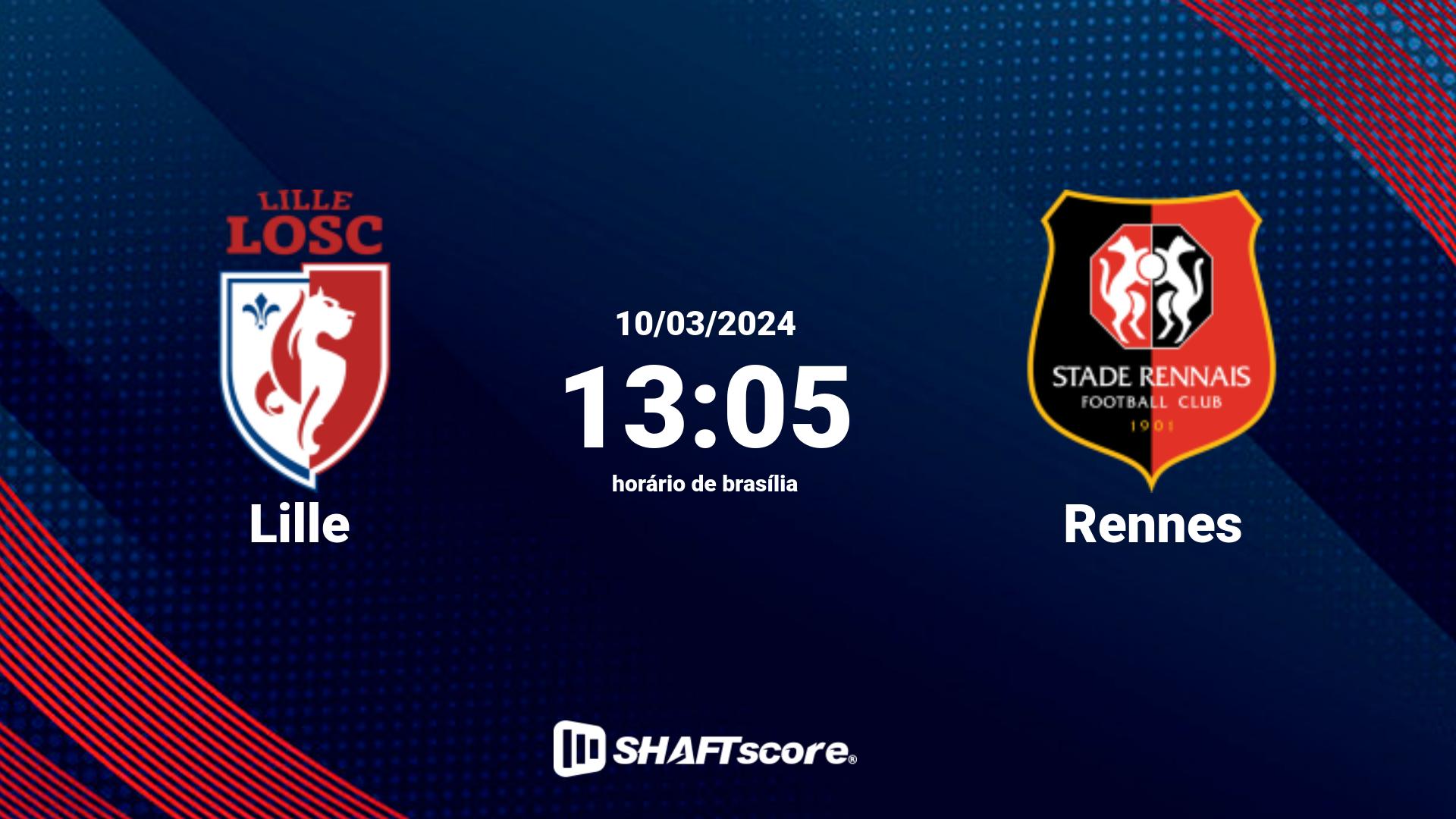 Estatísticas do jogo Lille vs Rennes 10.03 13:05