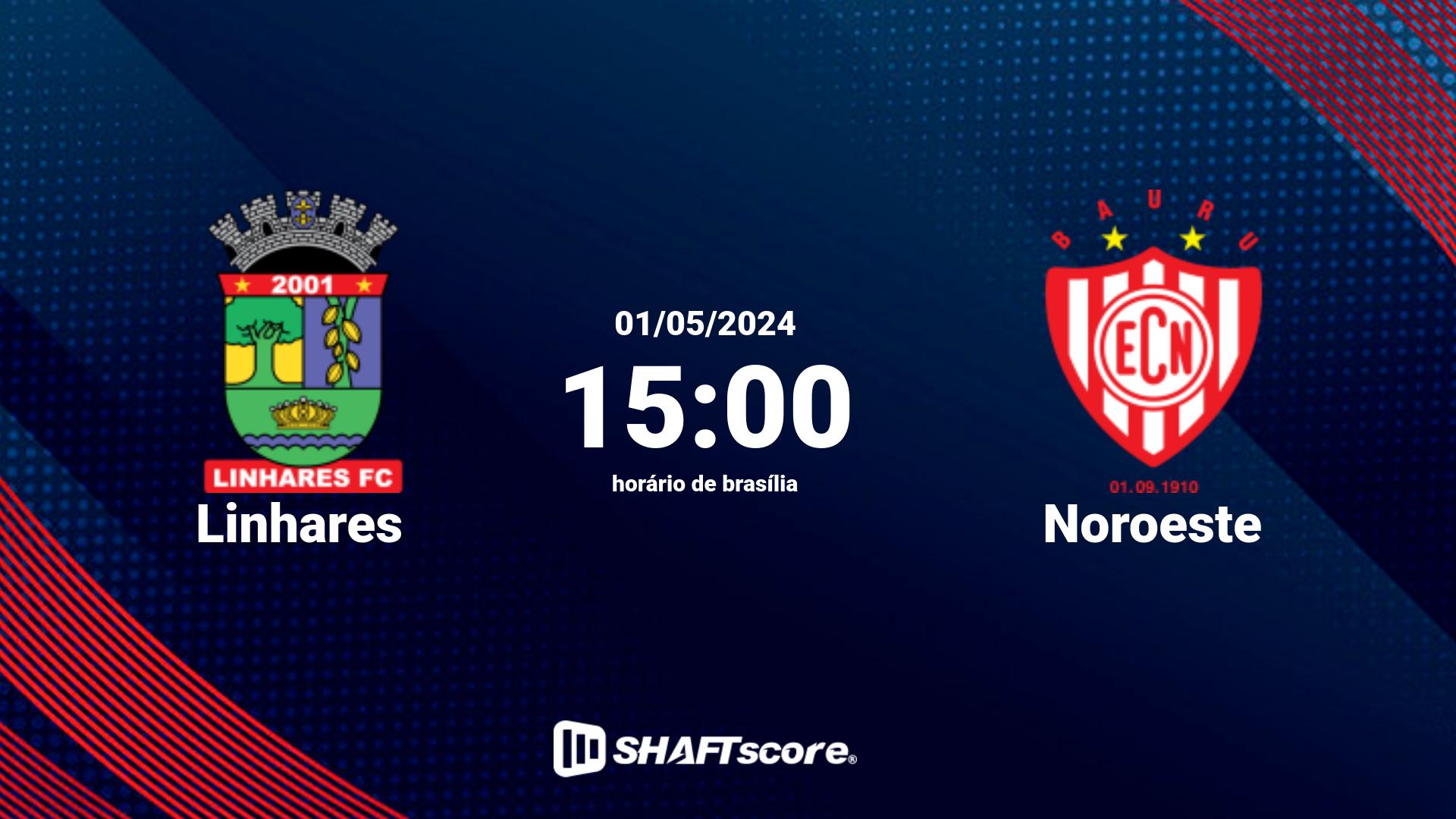 Estatísticas do jogo Linhares vs Noroeste 01.05 15:00