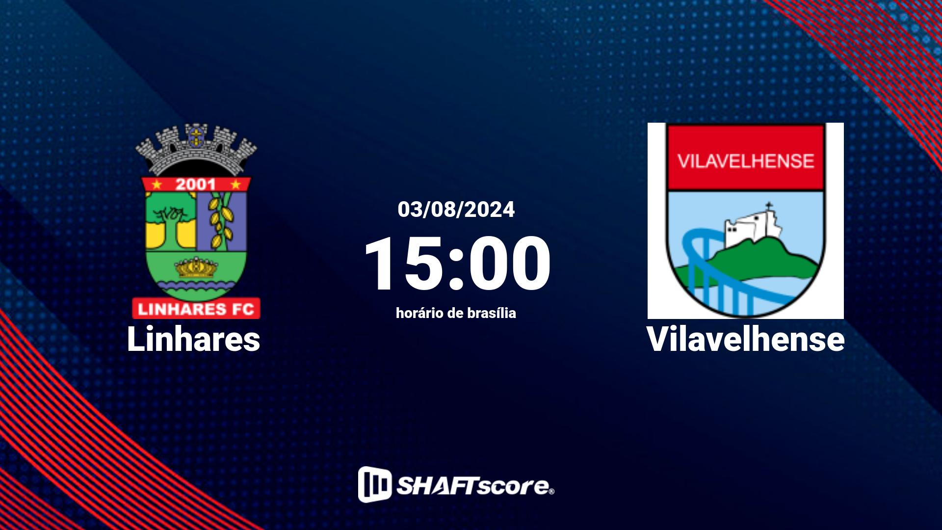 Estatísticas do jogo Linhares vs Vilavelhense 03.08 15:00