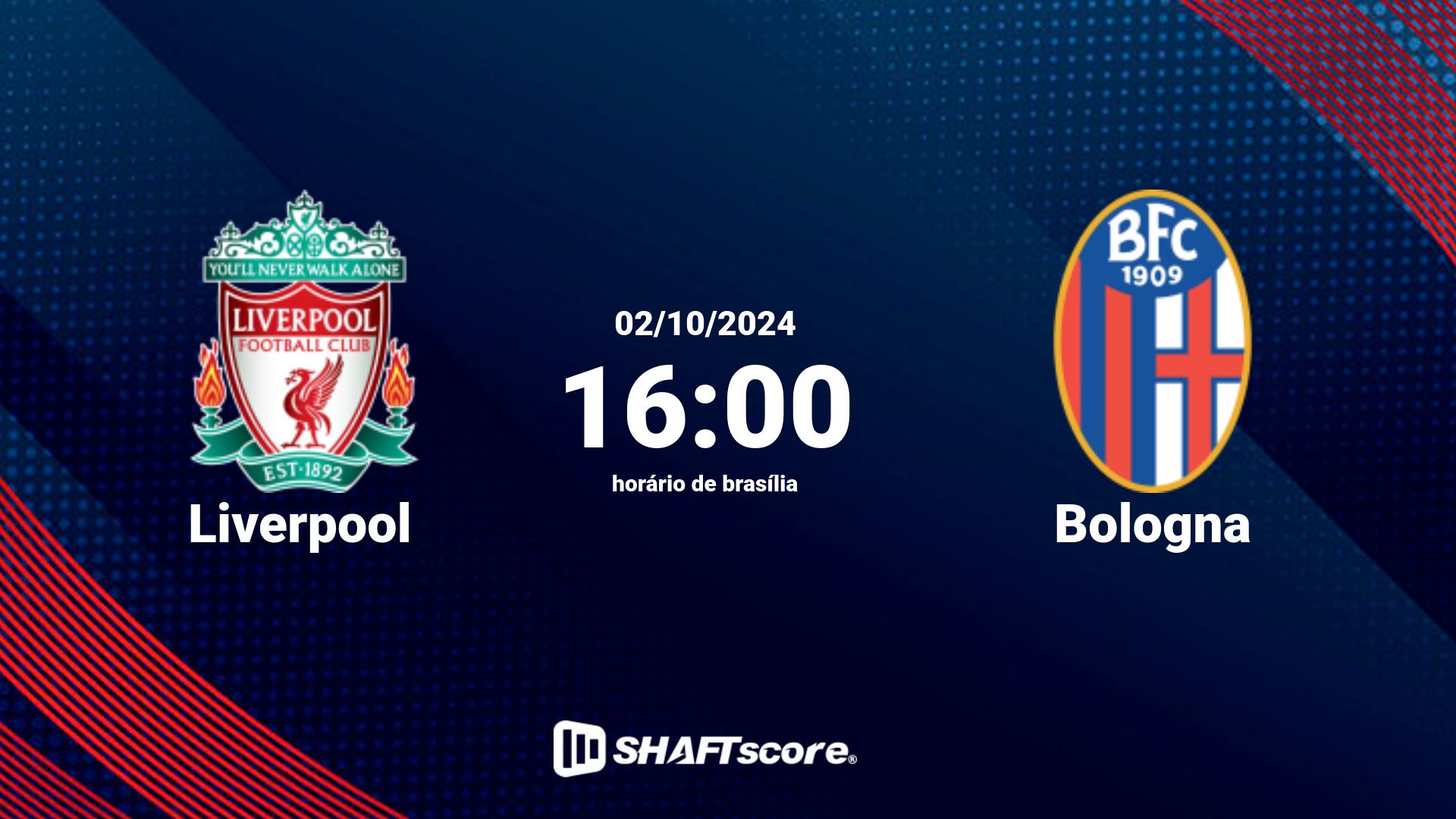 Estatísticas do jogo Liverpool vs Bologna 02.10 16:00