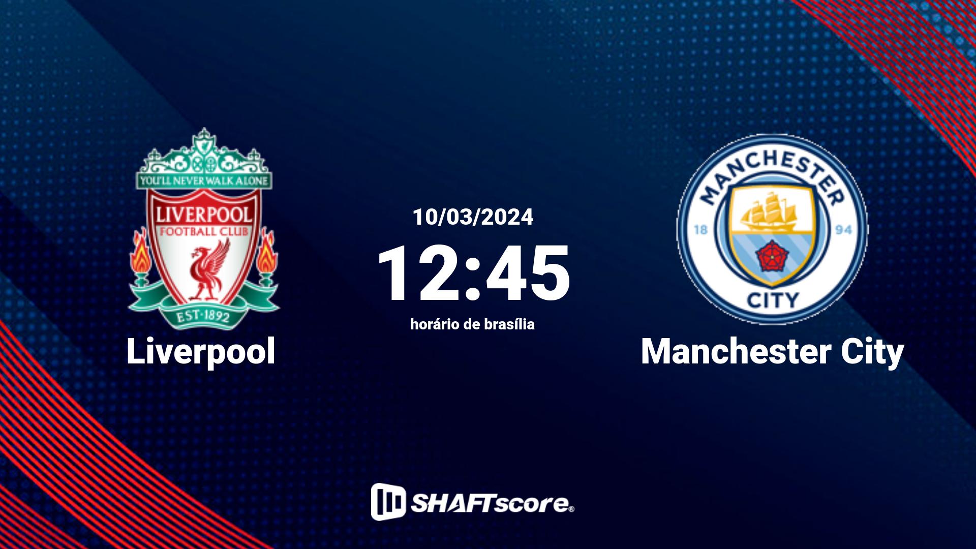 Estatísticas do jogo Liverpool vs Manchester City 10.03 12:45