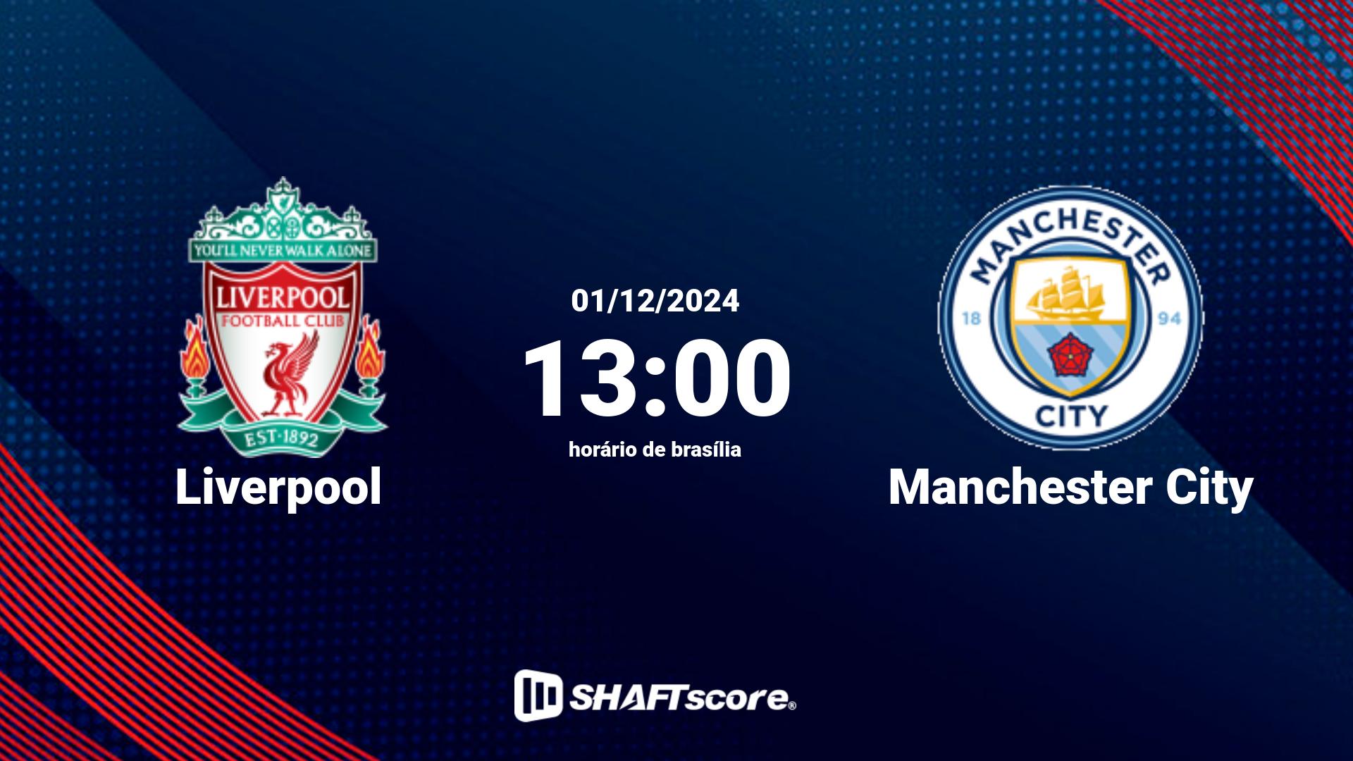 Estatísticas do jogo Liverpool vs Manchester City 01.12 13:00