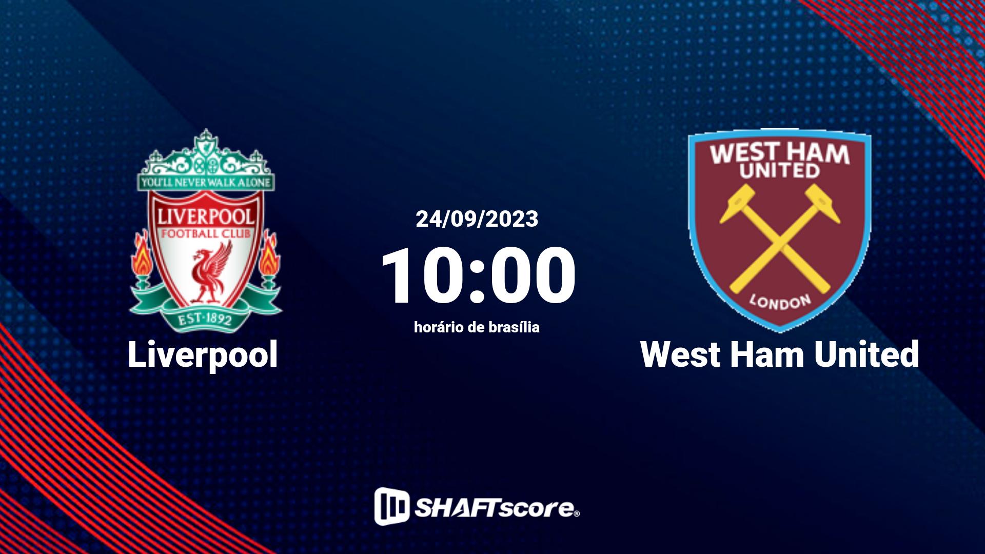 Estatísticas do jogo Liverpool vs West Ham United 24.09 10:00