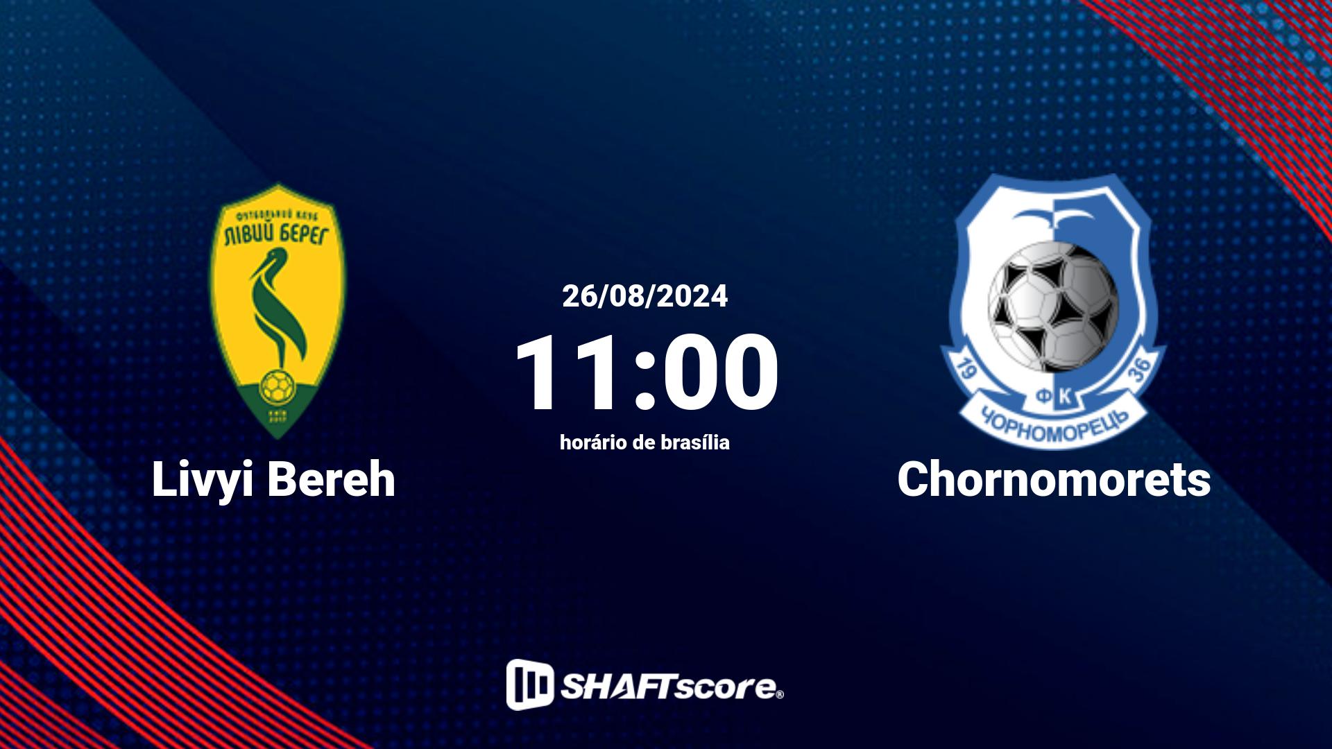 Estatísticas do jogo Livyi Bereh vs Chornomorets 26.08 11:00