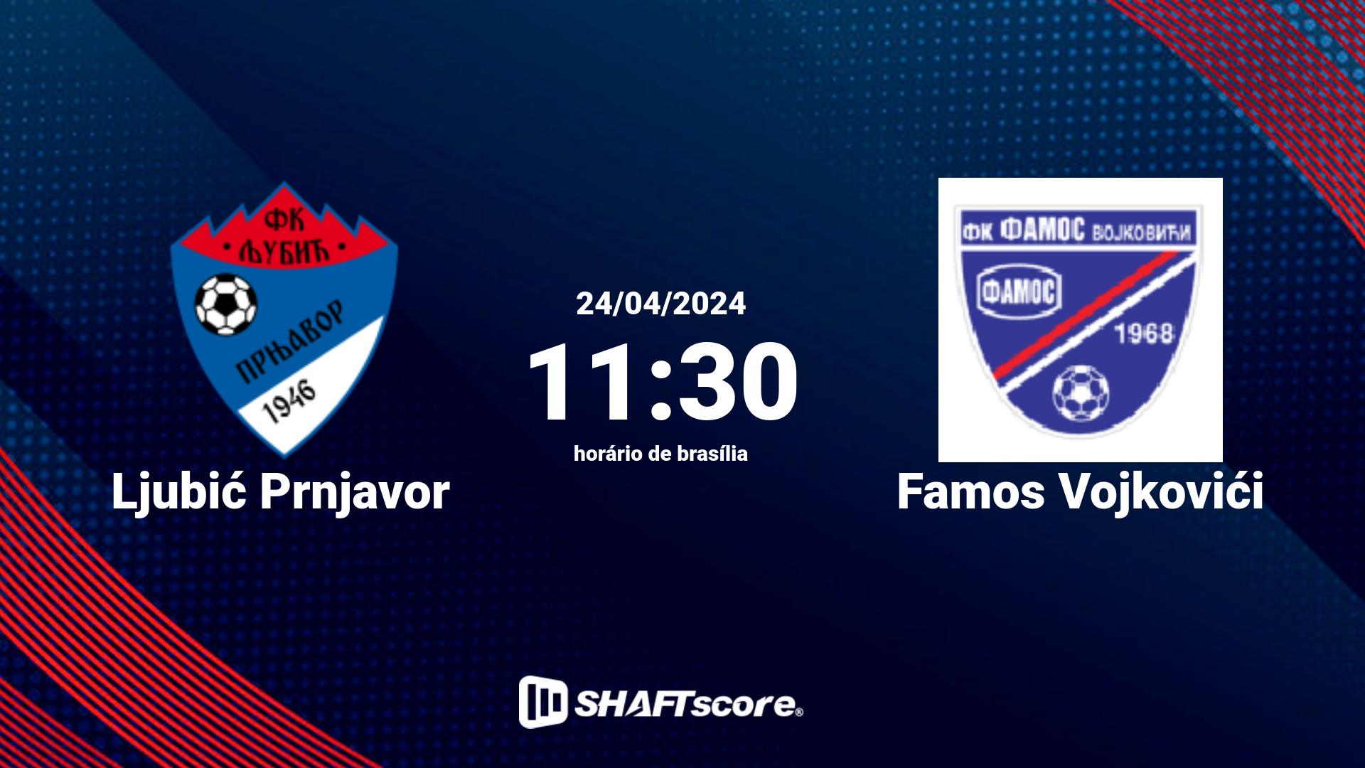 Estatísticas do jogo Ljubić Prnjavor vs Famos Vojkovići 24.04 11:30