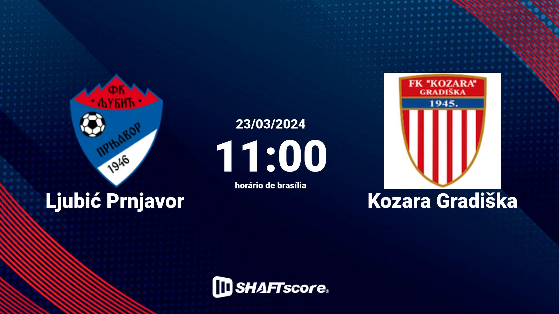 Estatísticas do jogo Ljubić Prnjavor vs Kozara Gradiška 23.03 11:00