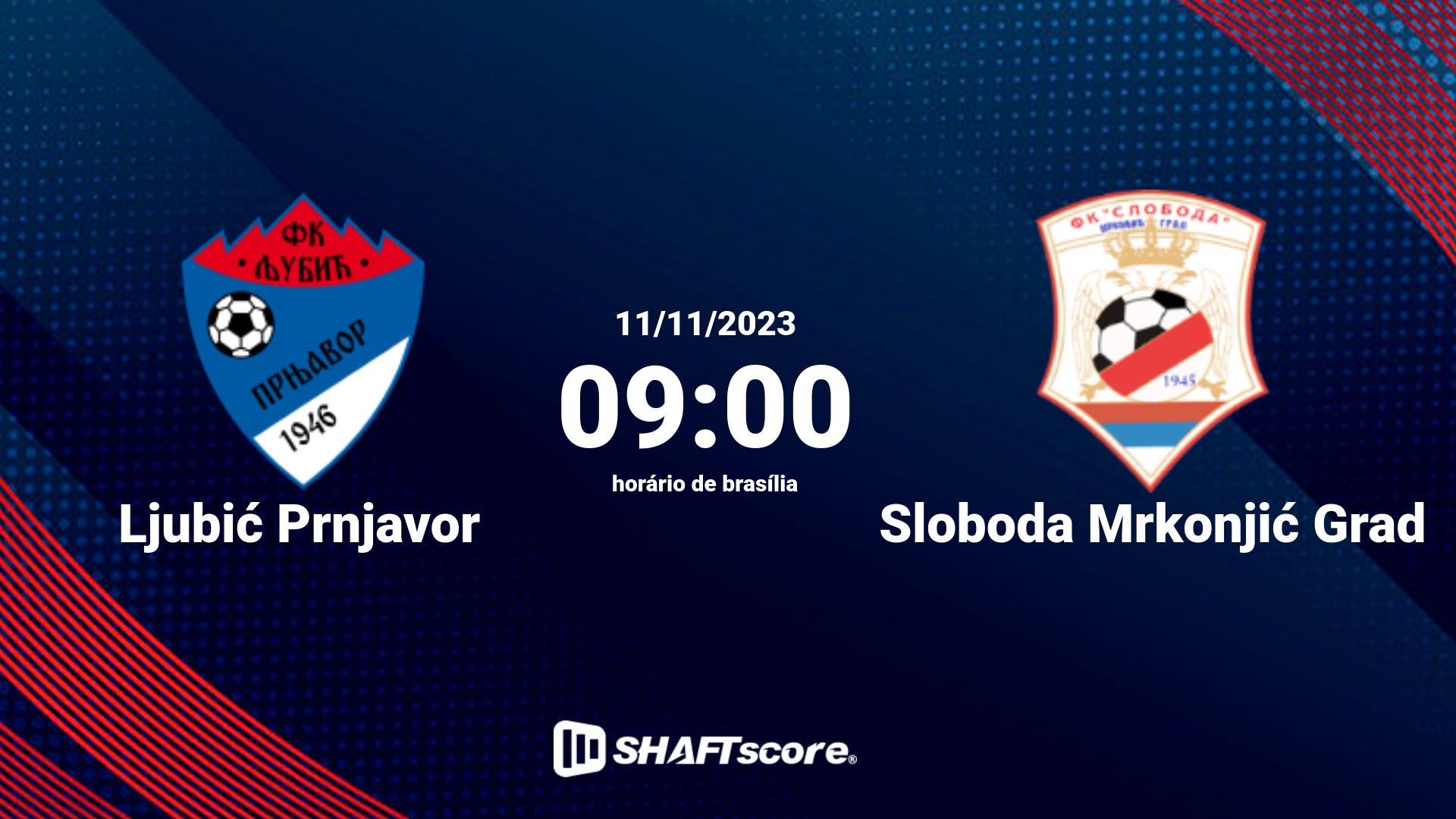 Estatísticas do jogo Ljubić Prnjavor vs Sloboda Mrkonjić Grad 11.11 09:00