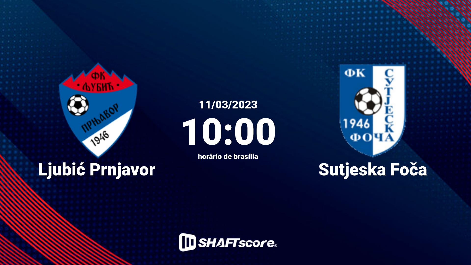 Estatísticas do jogo Ljubić Prnjavor vs Sutjeska Foča 11.03 10:00