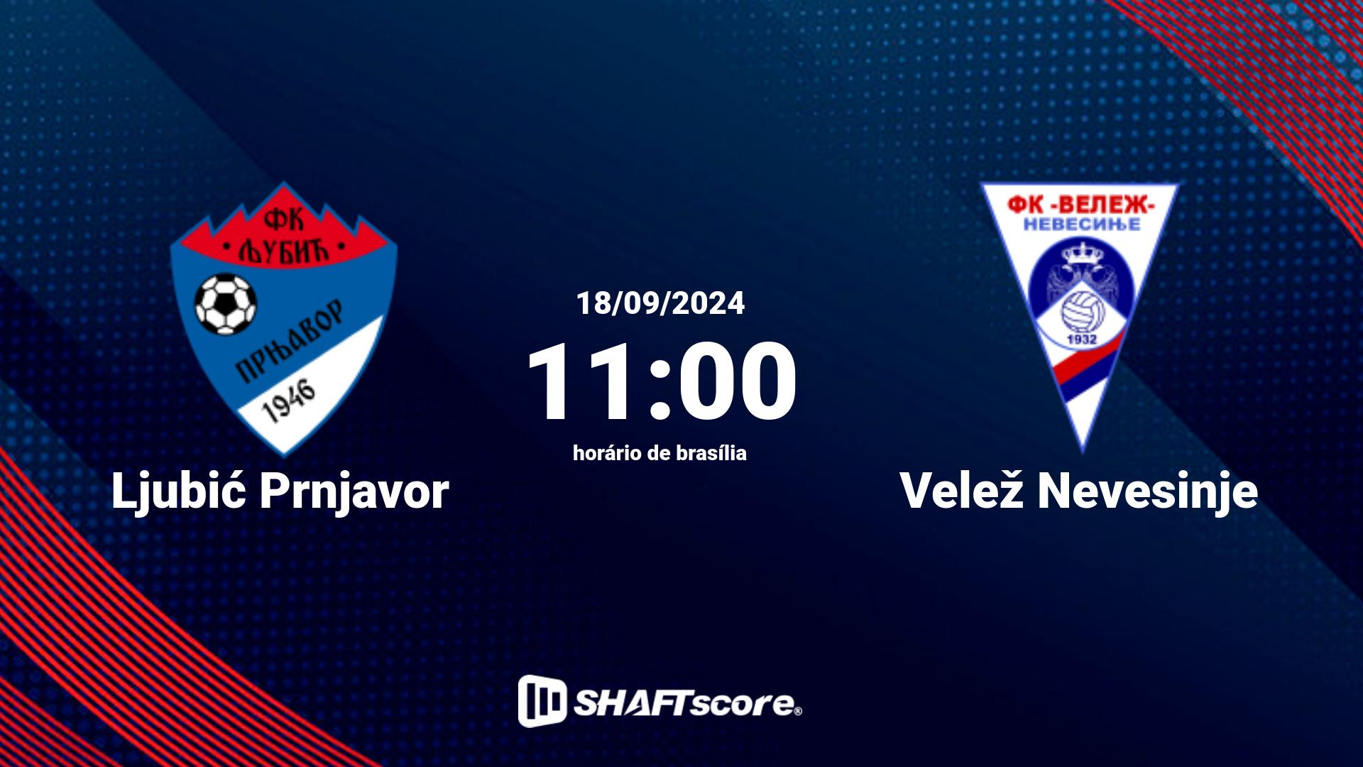 Estatísticas do jogo Ljubić Prnjavor vs Velež Nevesinje 18.09 11:00