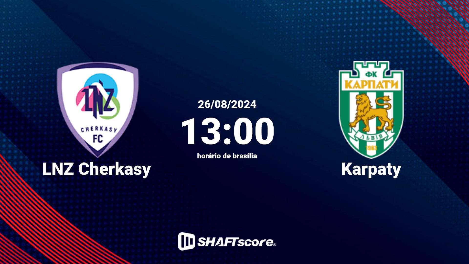 Estatísticas do jogo LNZ Cherkasy vs Karpaty 26.08 13:00