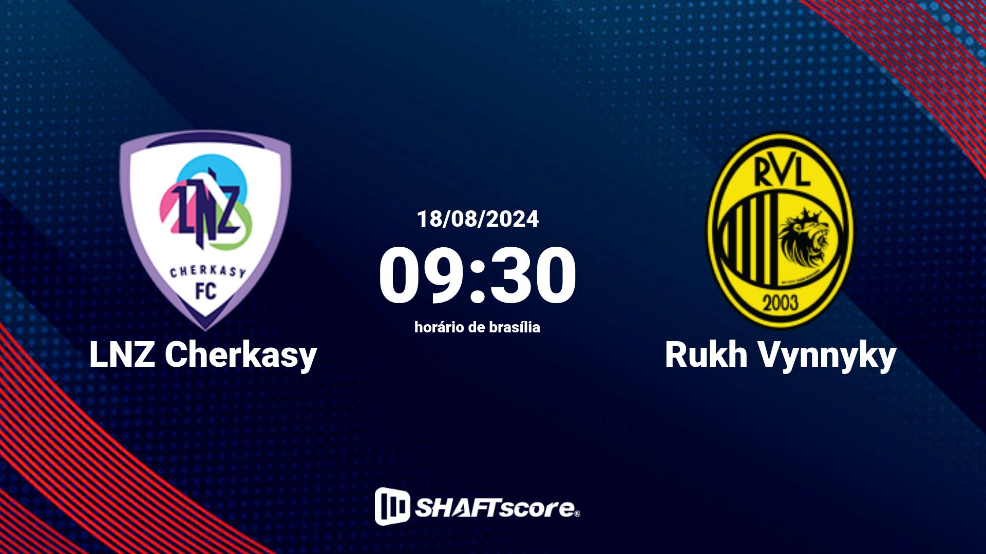 Estatísticas do jogo LNZ Cherkasy vs Rukh Vynnyky 18.08 09:30