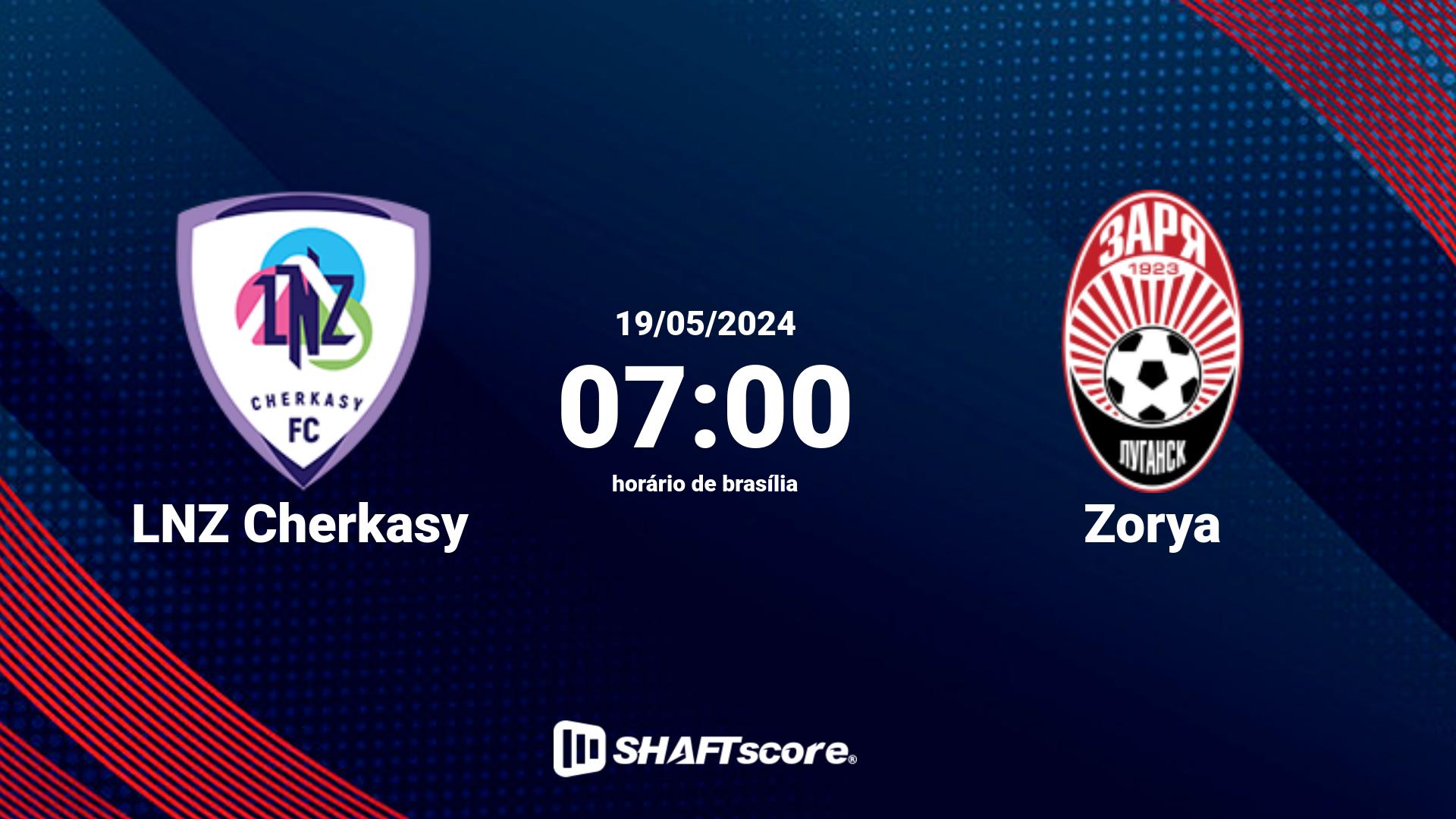 Estatísticas do jogo LNZ Cherkasy vs Zorya 19.05 07:00