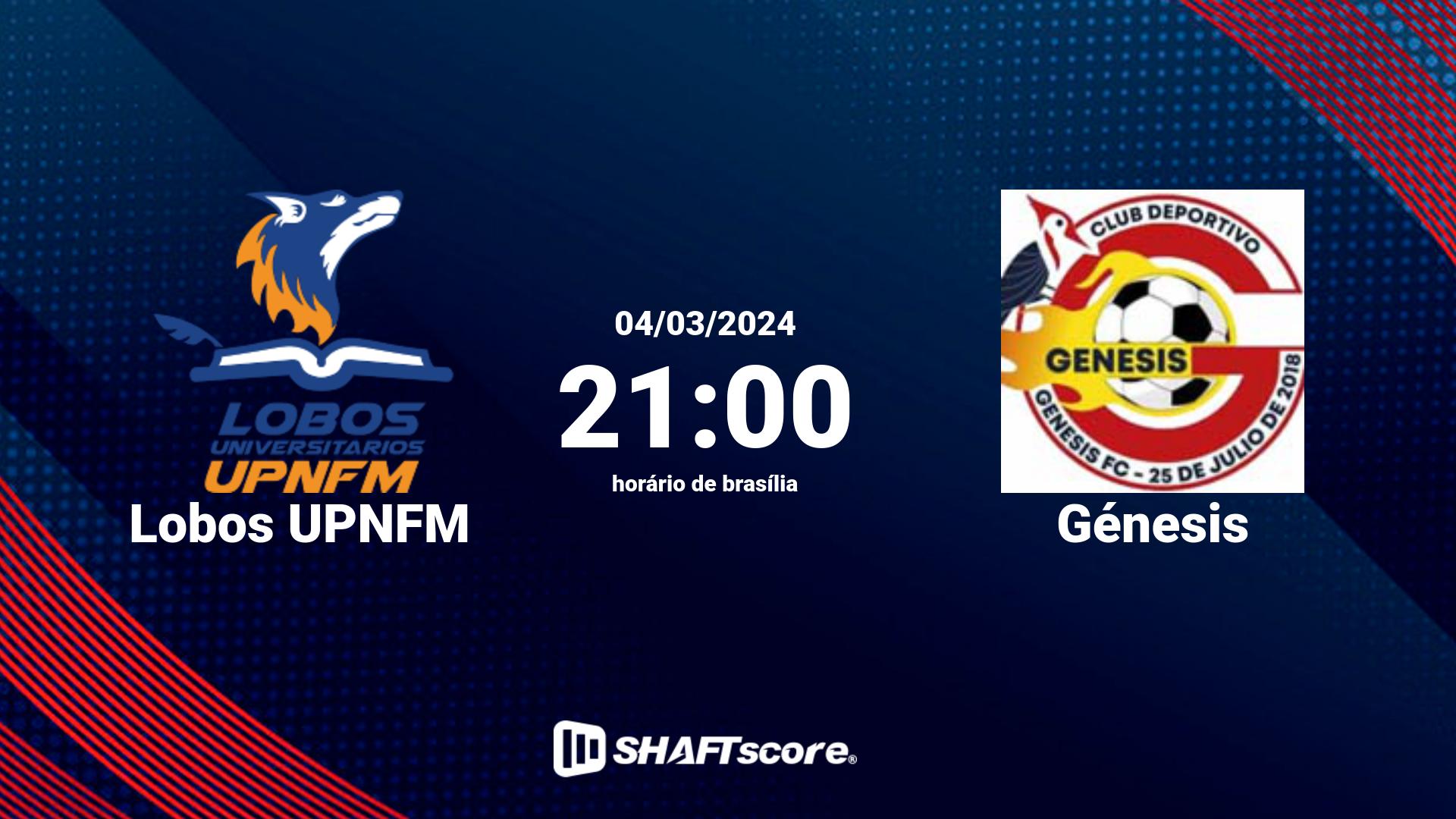 Estatísticas do jogo Lobos UPNFM vs Génesis 04.03 21:00