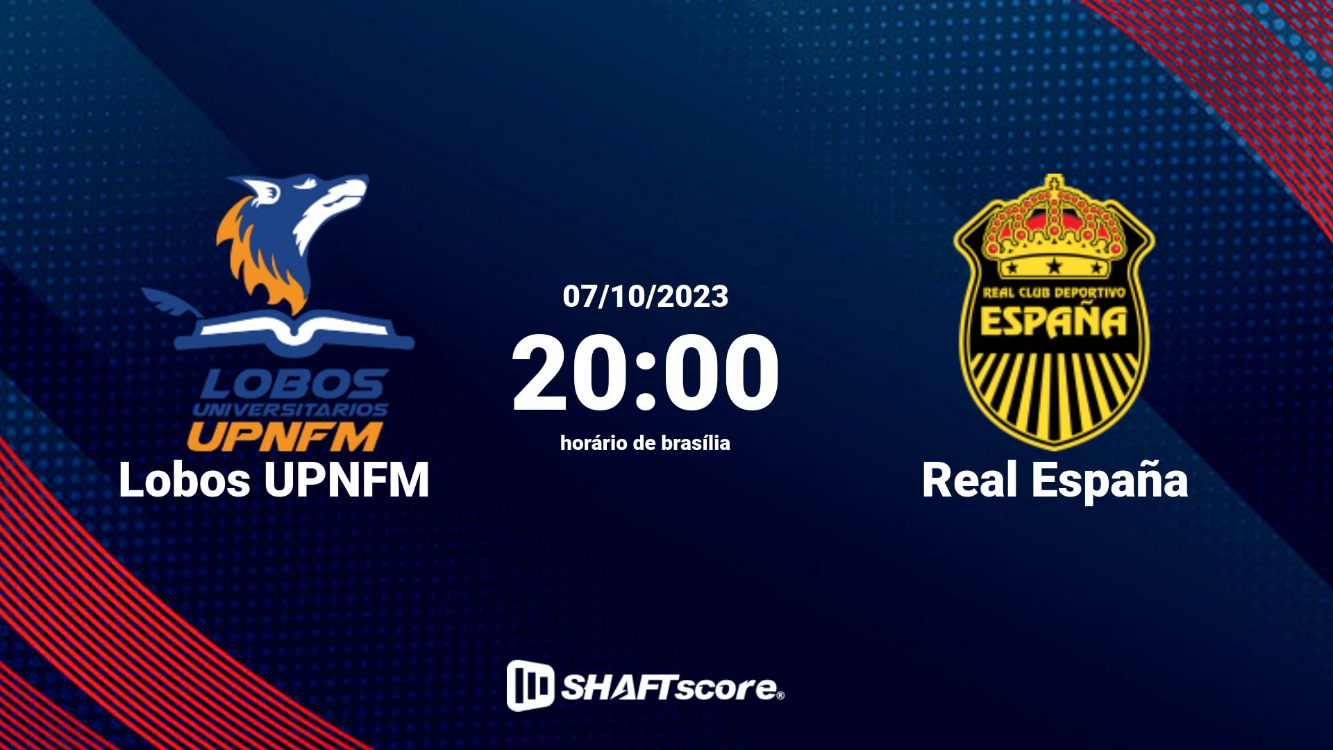 Estatísticas do jogo Lobos UPNFM vs Real España 07.10 20:00