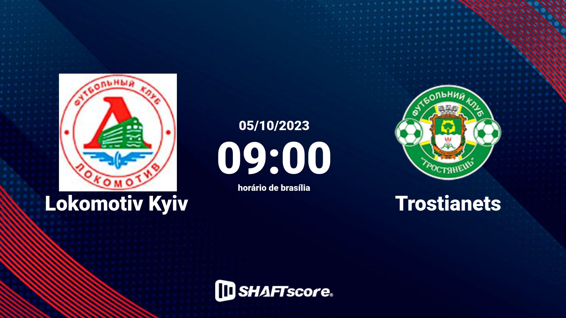 Estatísticas do jogo Lokomotiv Kyiv vs Trostianets 05.10 09:00