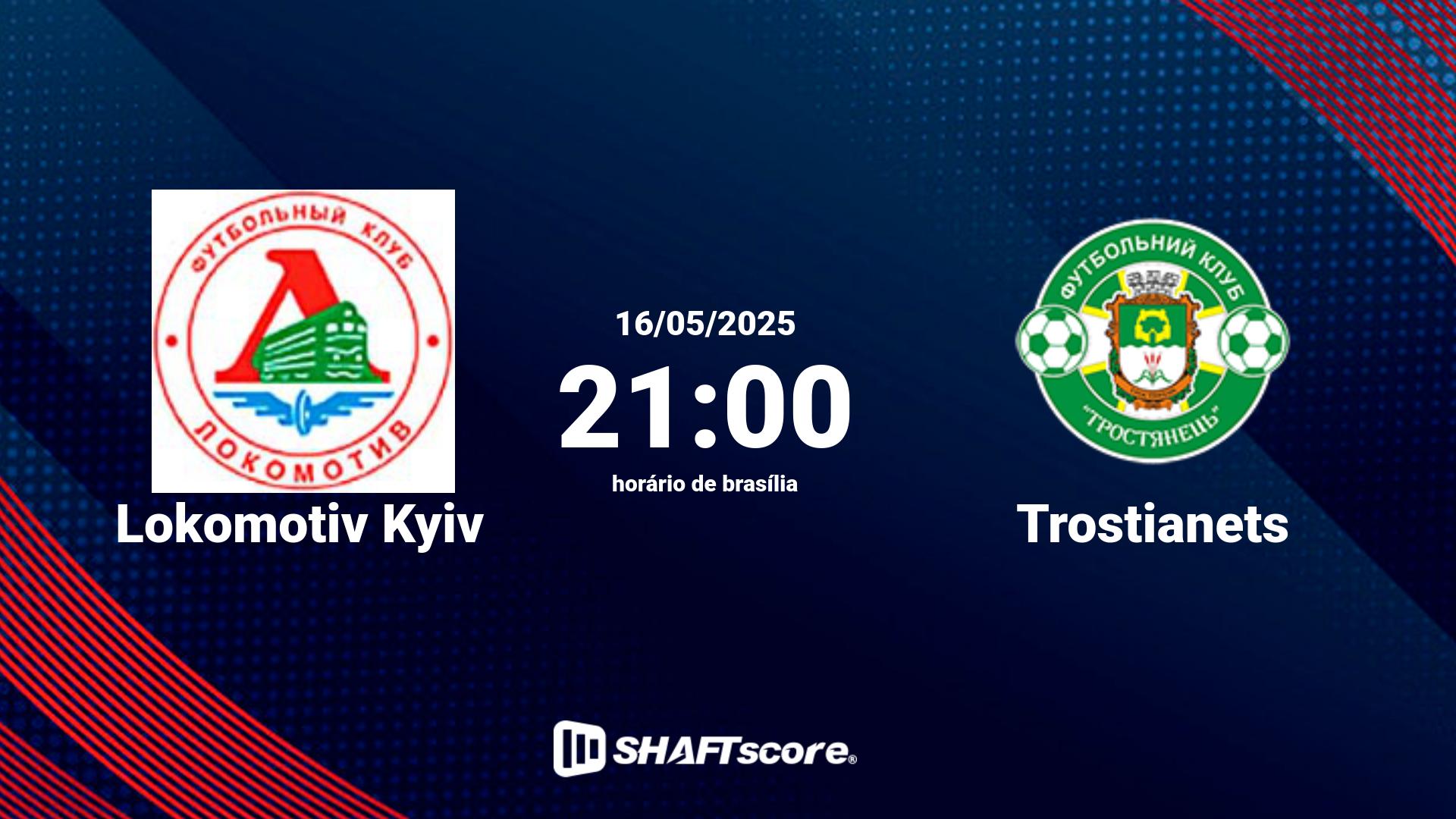 Estatísticas do jogo Lokomotiv Kyiv vs Trostianets 16.05 21:00