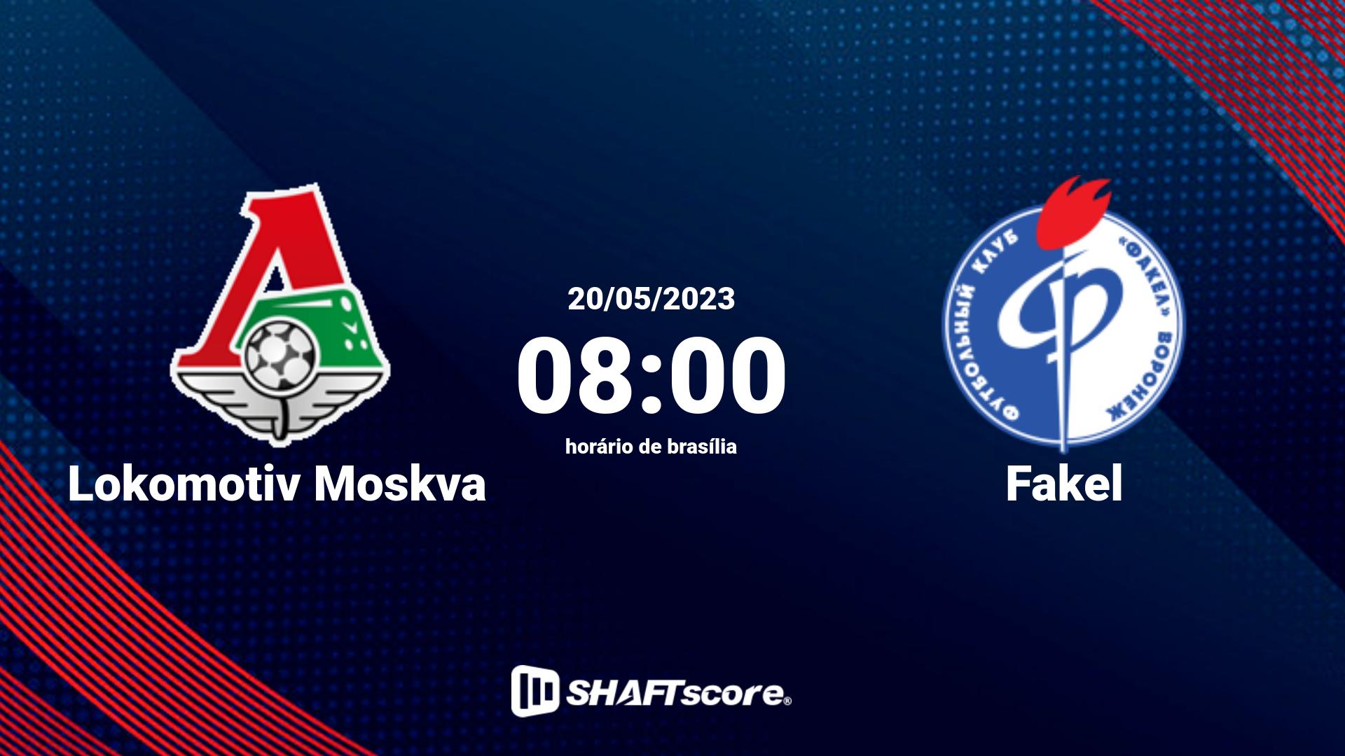 Estatísticas do jogo Lokomotiv Moskva vs Fakel 20.05 08:00