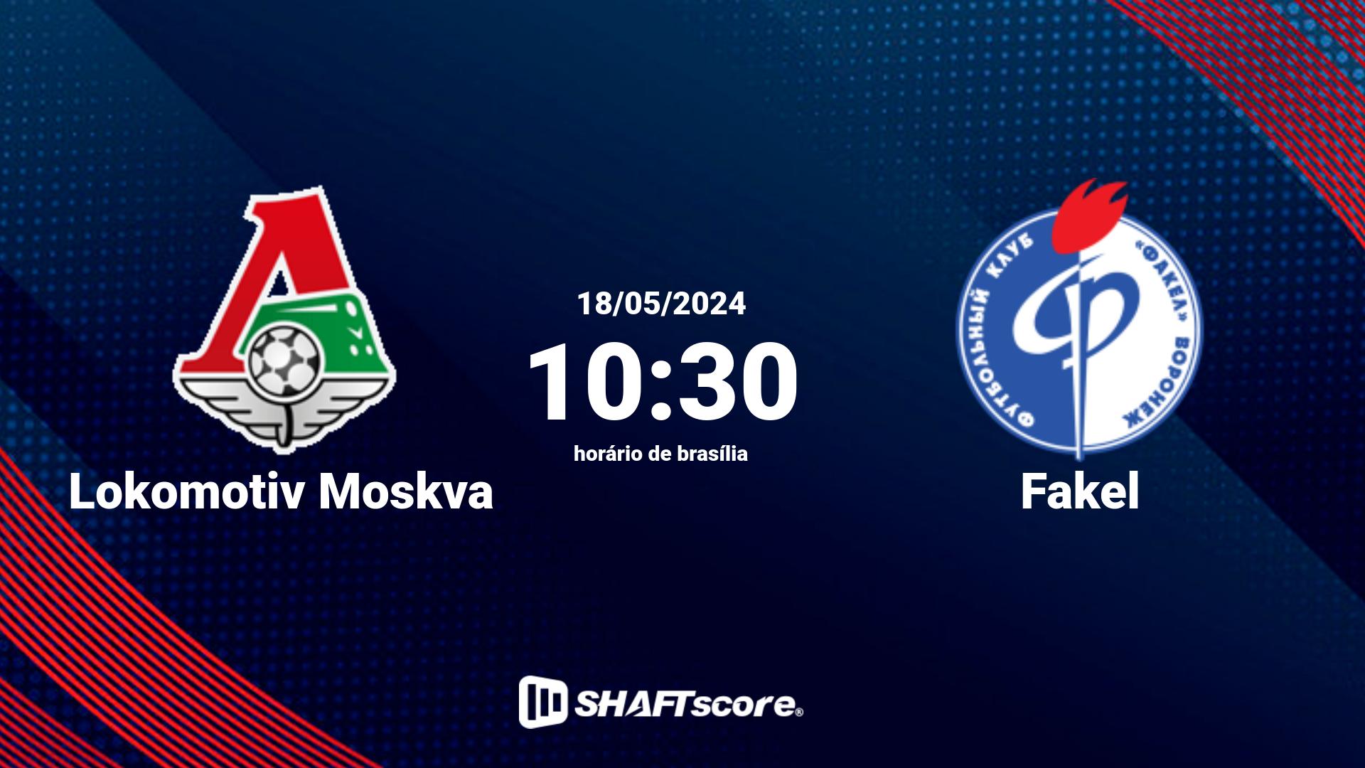 Estatísticas do jogo Lokomotiv Moskva vs Fakel 18.05 10:30