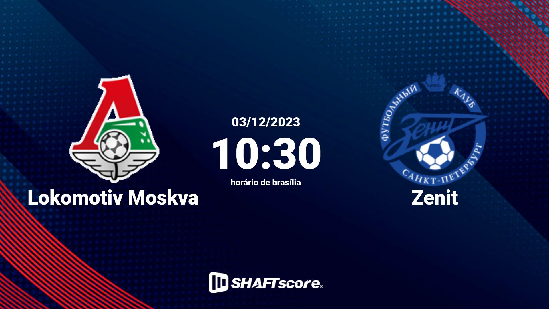 Estatísticas do jogo Lokomotiv Moskva vs Zenit 03.12 10:30