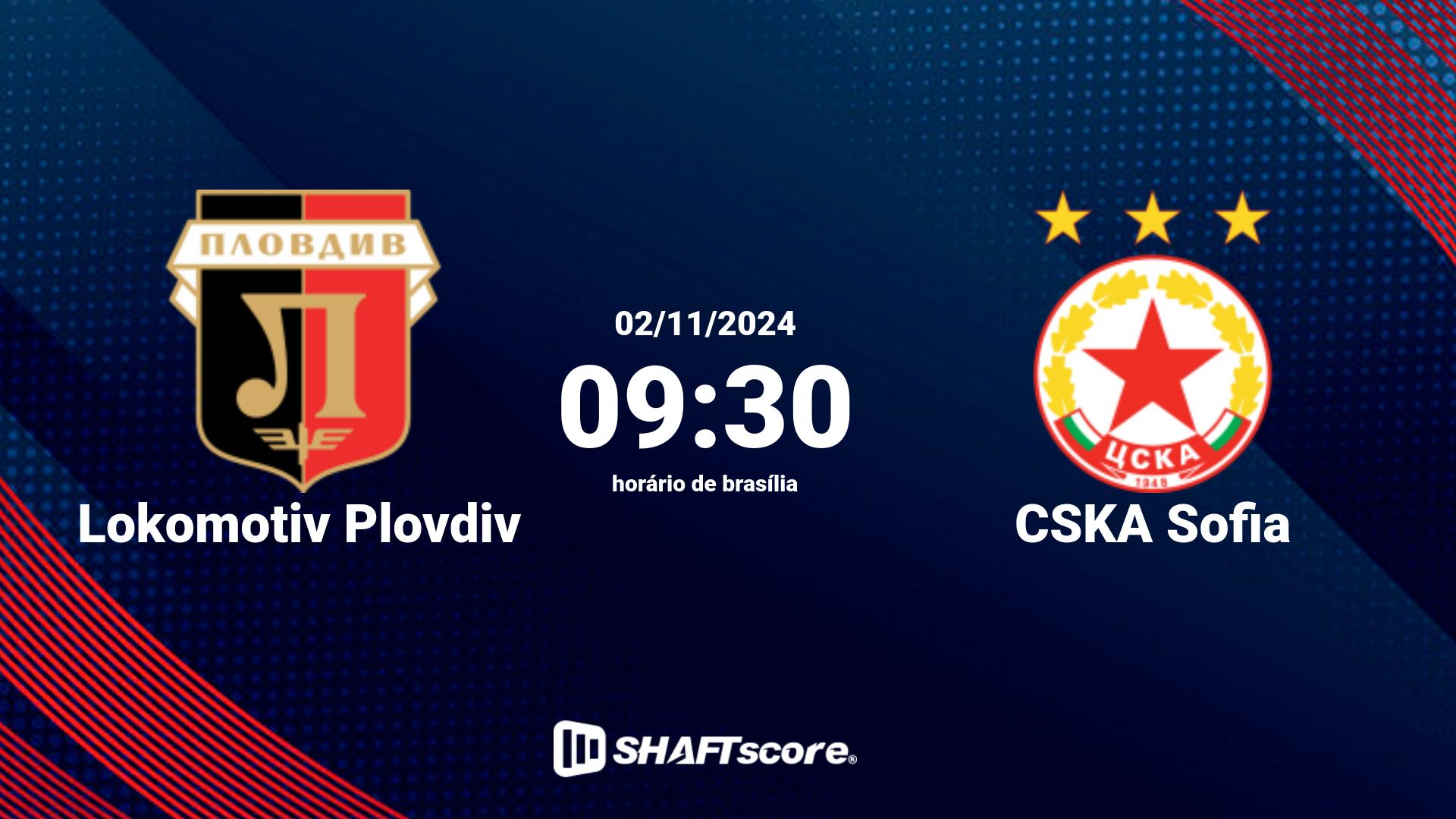 Estatísticas do jogo Lokomotiv Plovdiv vs CSKA Sofia 02.11 09:30