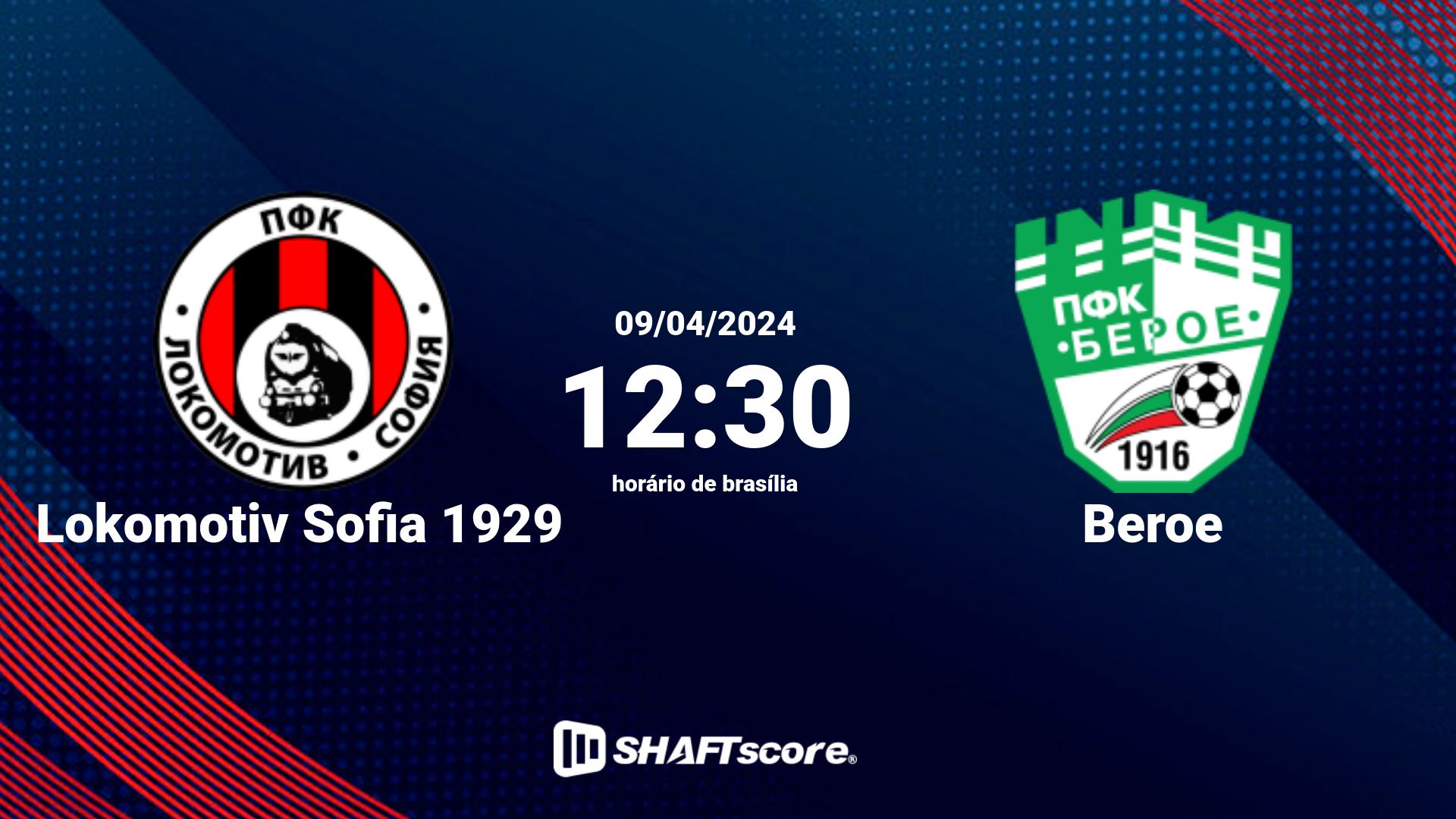 Estatísticas do jogo Lokomotiv Sofia 1929 vs Beroe 09.04 12:30