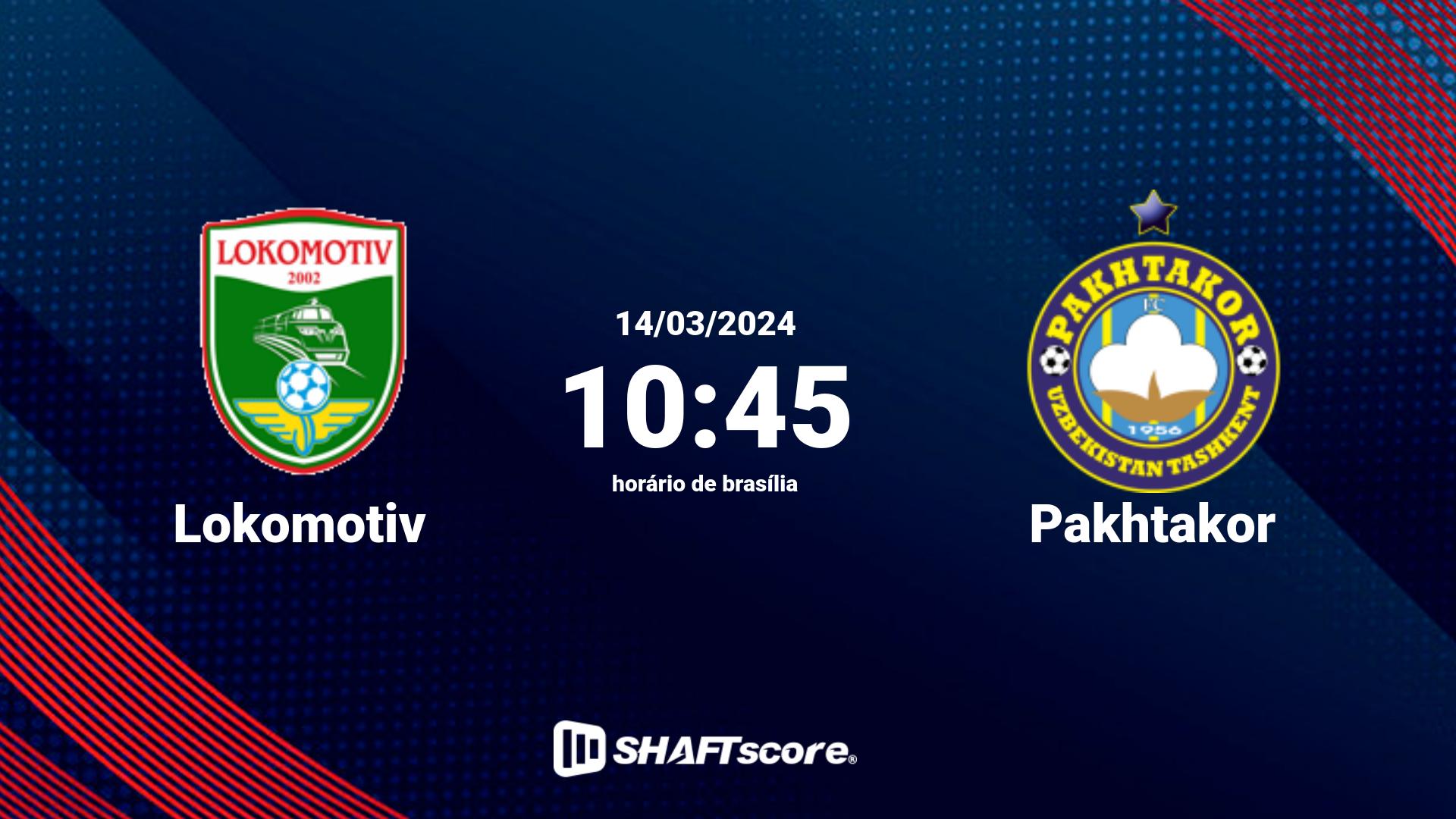 Estatísticas do jogo Lokomotiv vs Pakhtakor 14.03 10:45