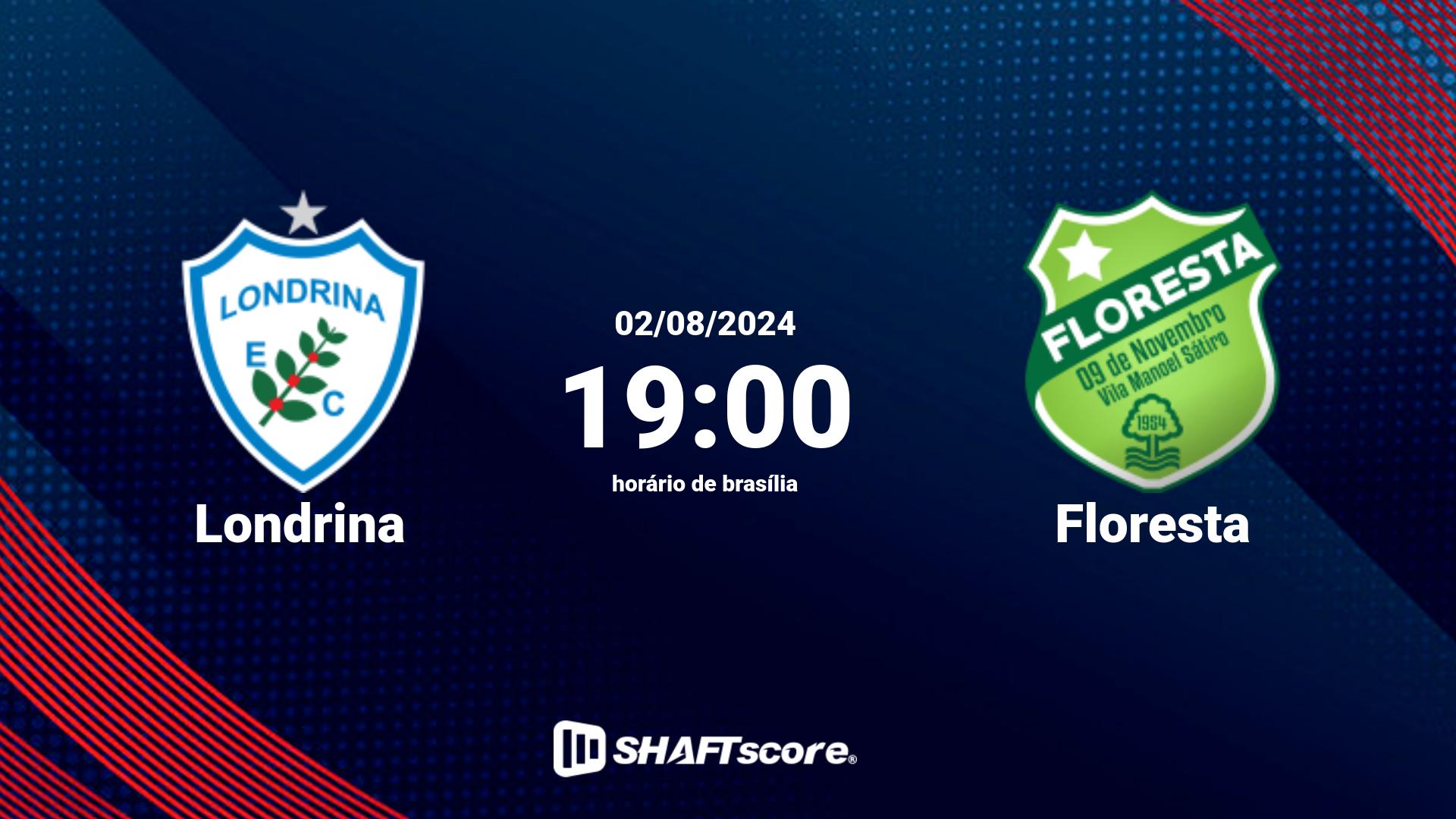 Estatísticas do jogo Londrina vs Floresta 02.08 19:00