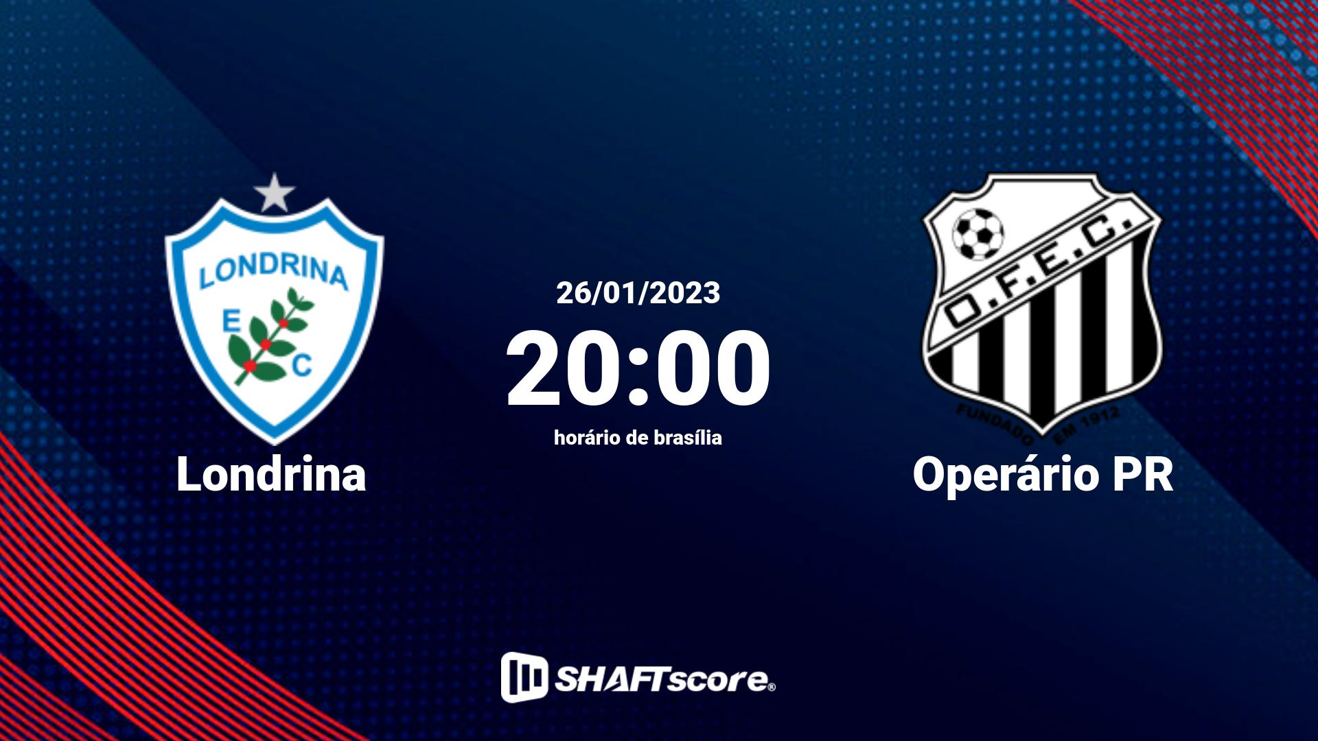 Estatísticas do jogo Londrina vs Operário PR 26.01 20:00