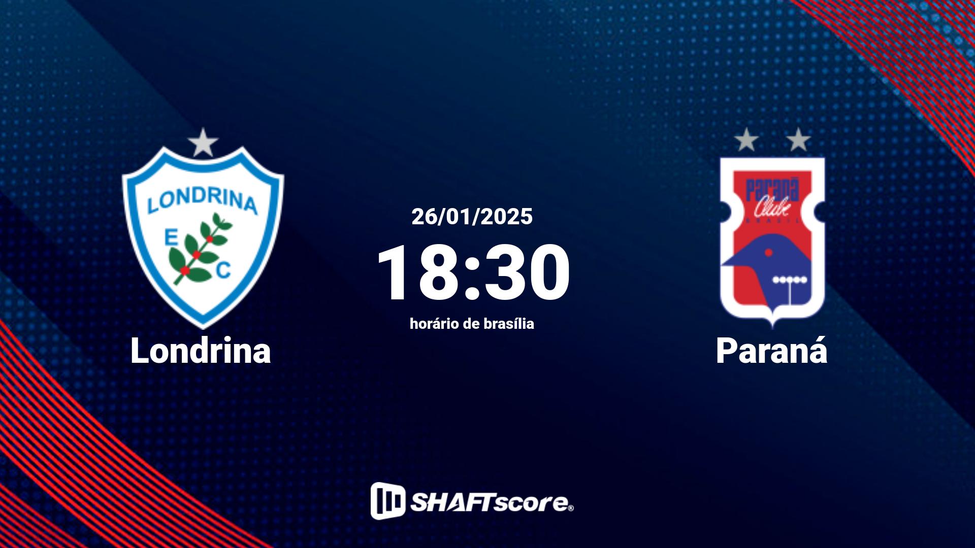 Estatísticas do jogo Londrina vs Paraná 26.01 18:30