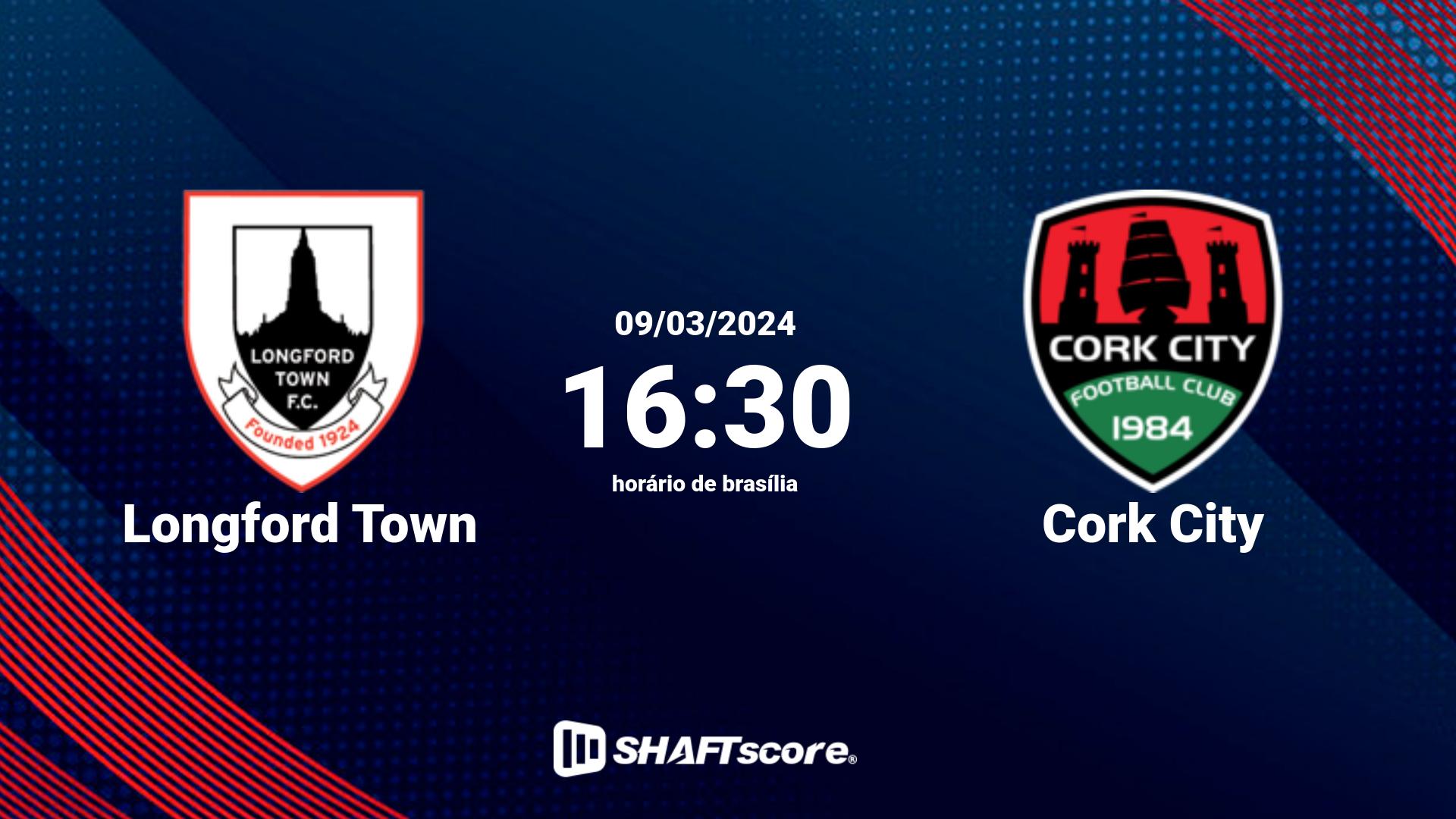 Estatísticas do jogo Longford Town vs Cork City 09.03 16:30