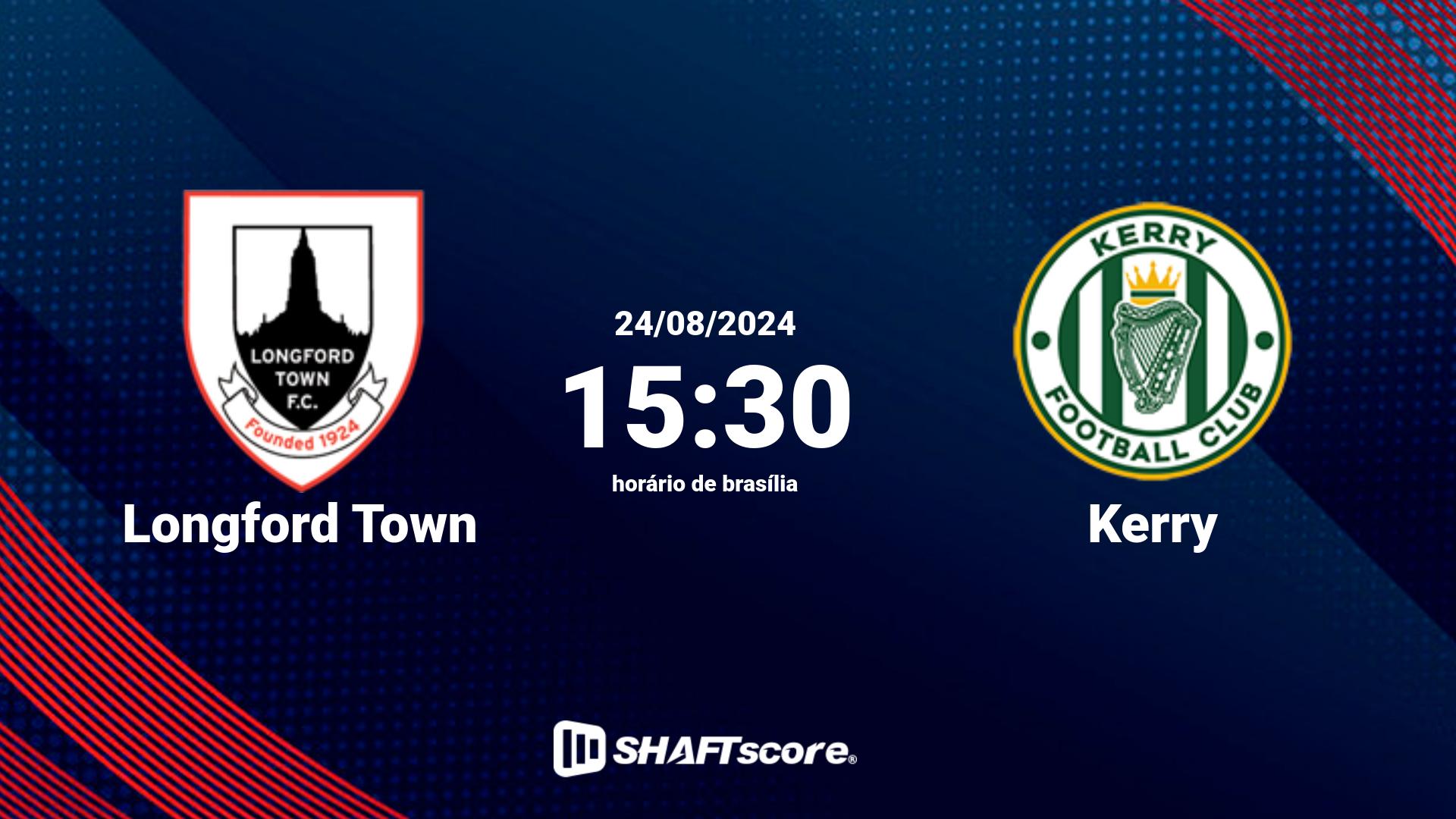 Estatísticas do jogo Longford Town vs Kerry 24.08 15:30