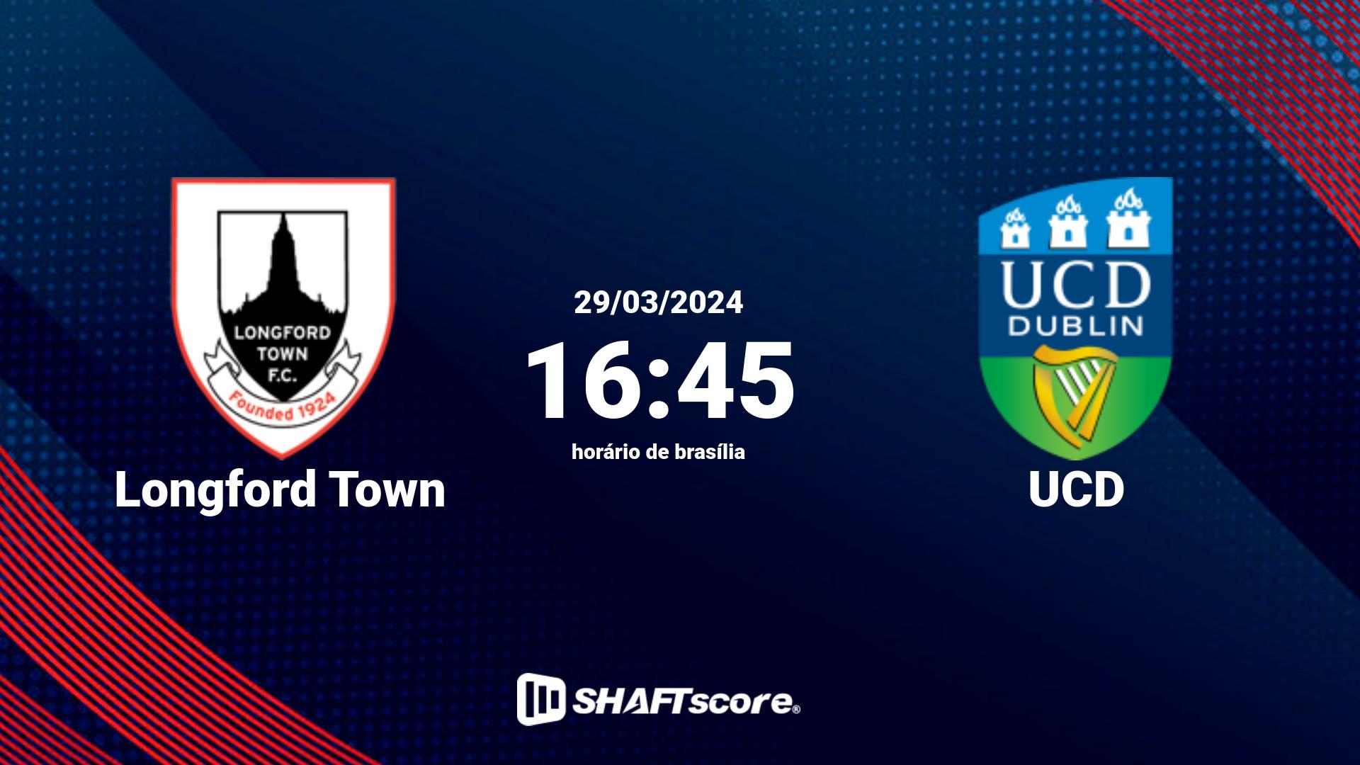 Estatísticas do jogo Longford Town vs UCD 29.03 16:45