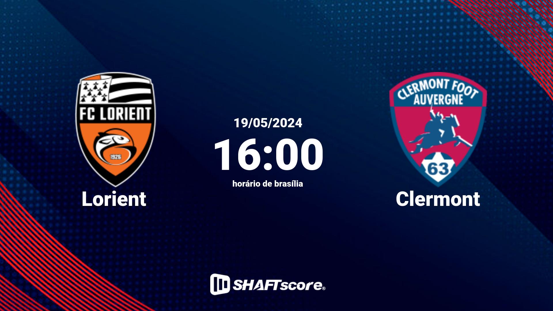 Estatísticas do jogo Lorient vs Clermont 19.05 16:00