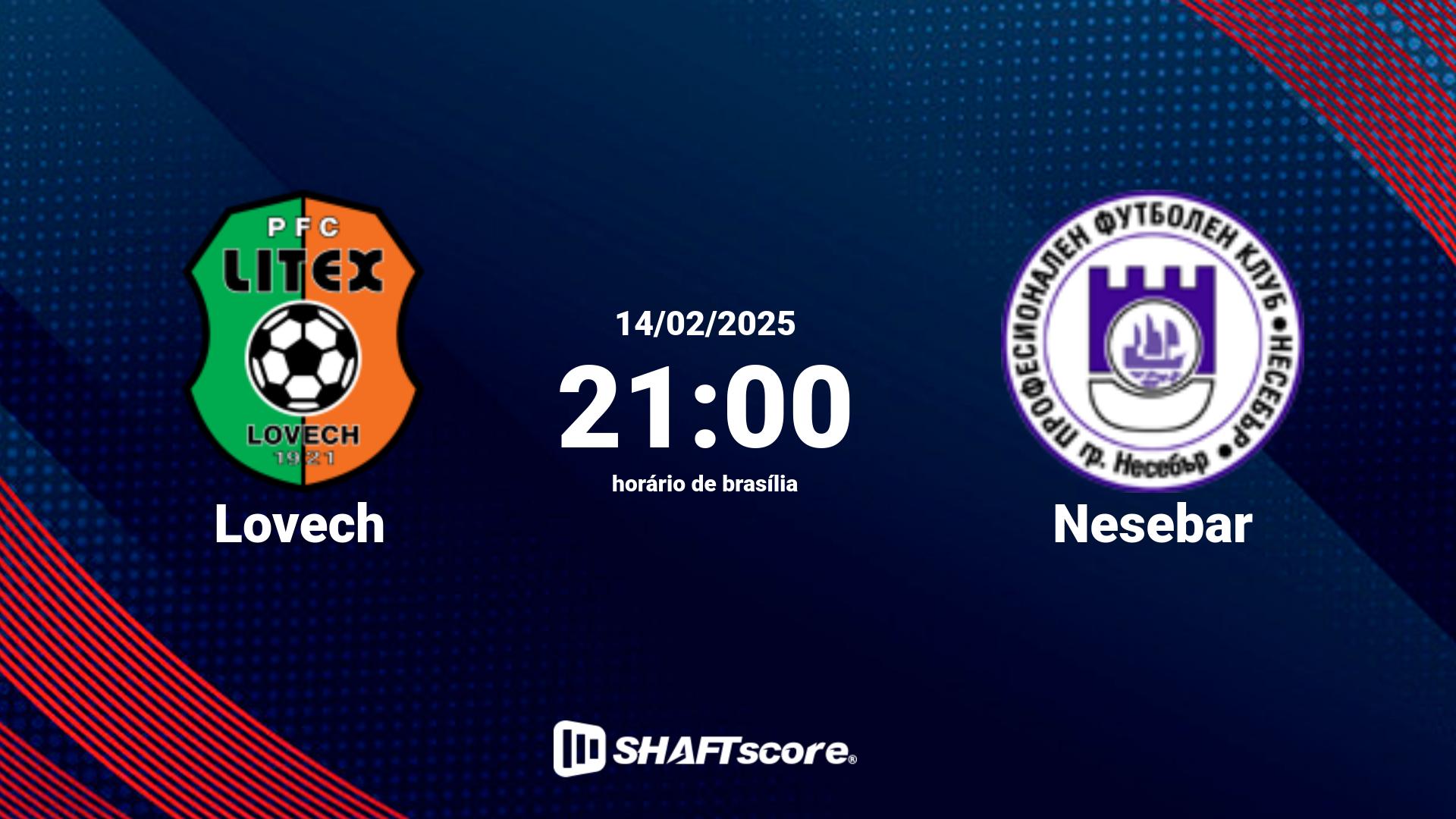 Estatísticas do jogo Lovech vs Nesebar 14.02 21:00