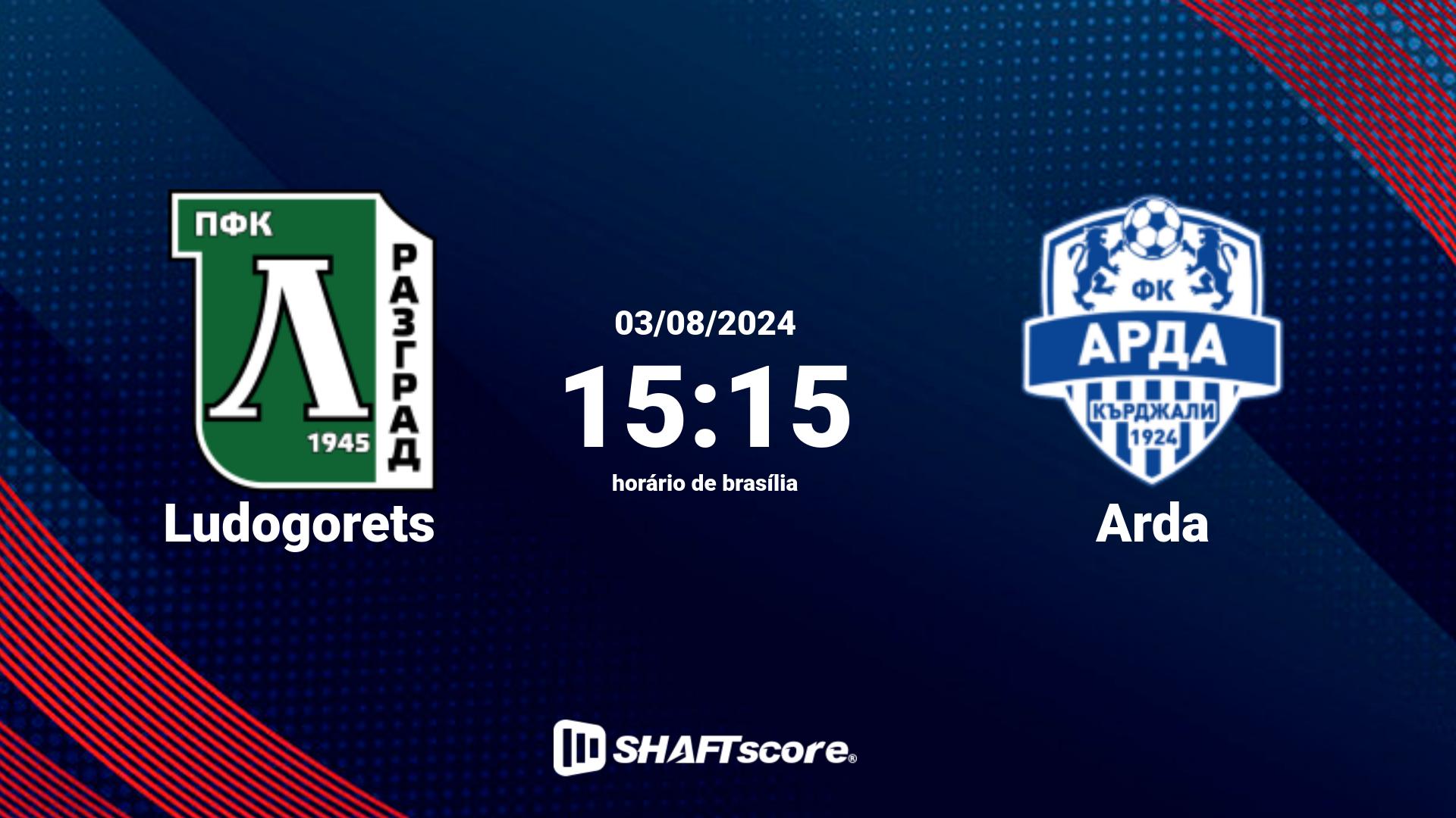 Estatísticas do jogo Ludogorets vs Arda 03.08 15:15