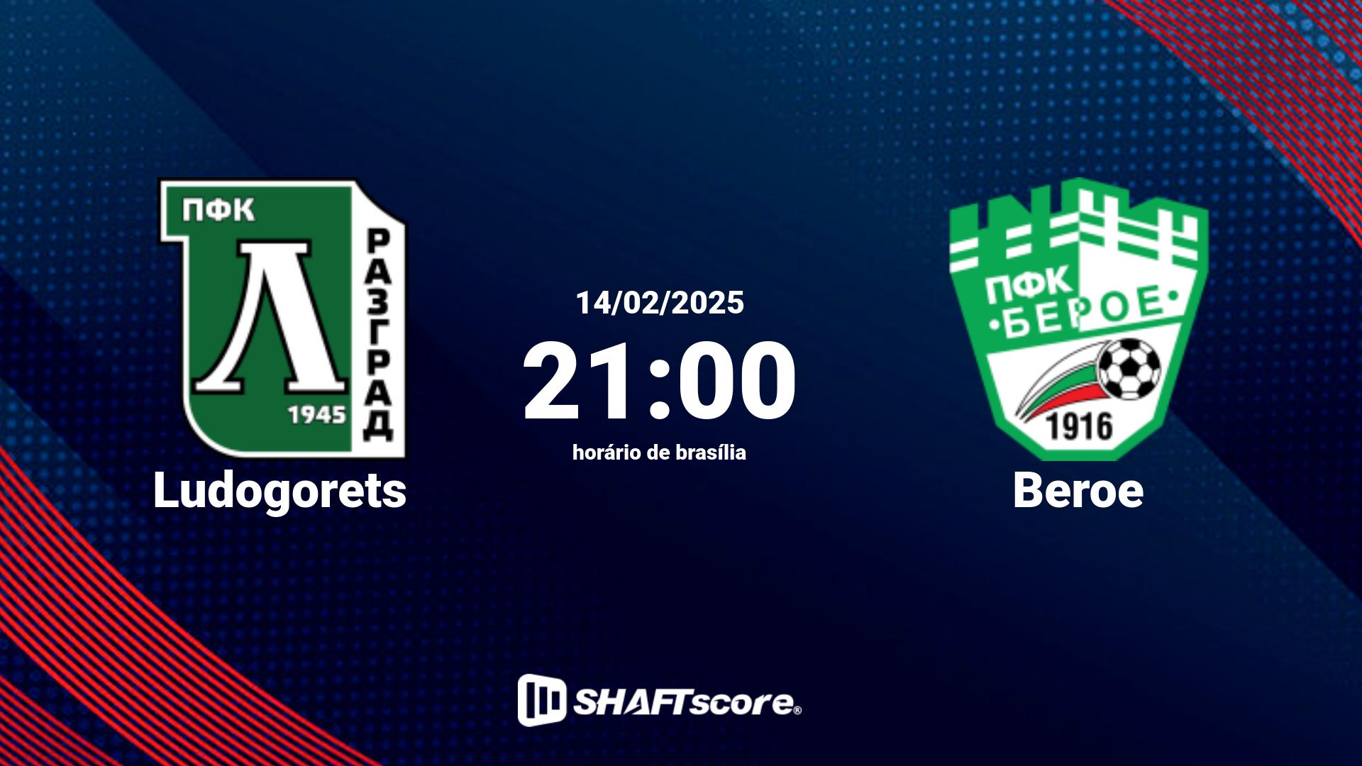 Estatísticas do jogo Ludogorets vs Beroe 14.02 21:00