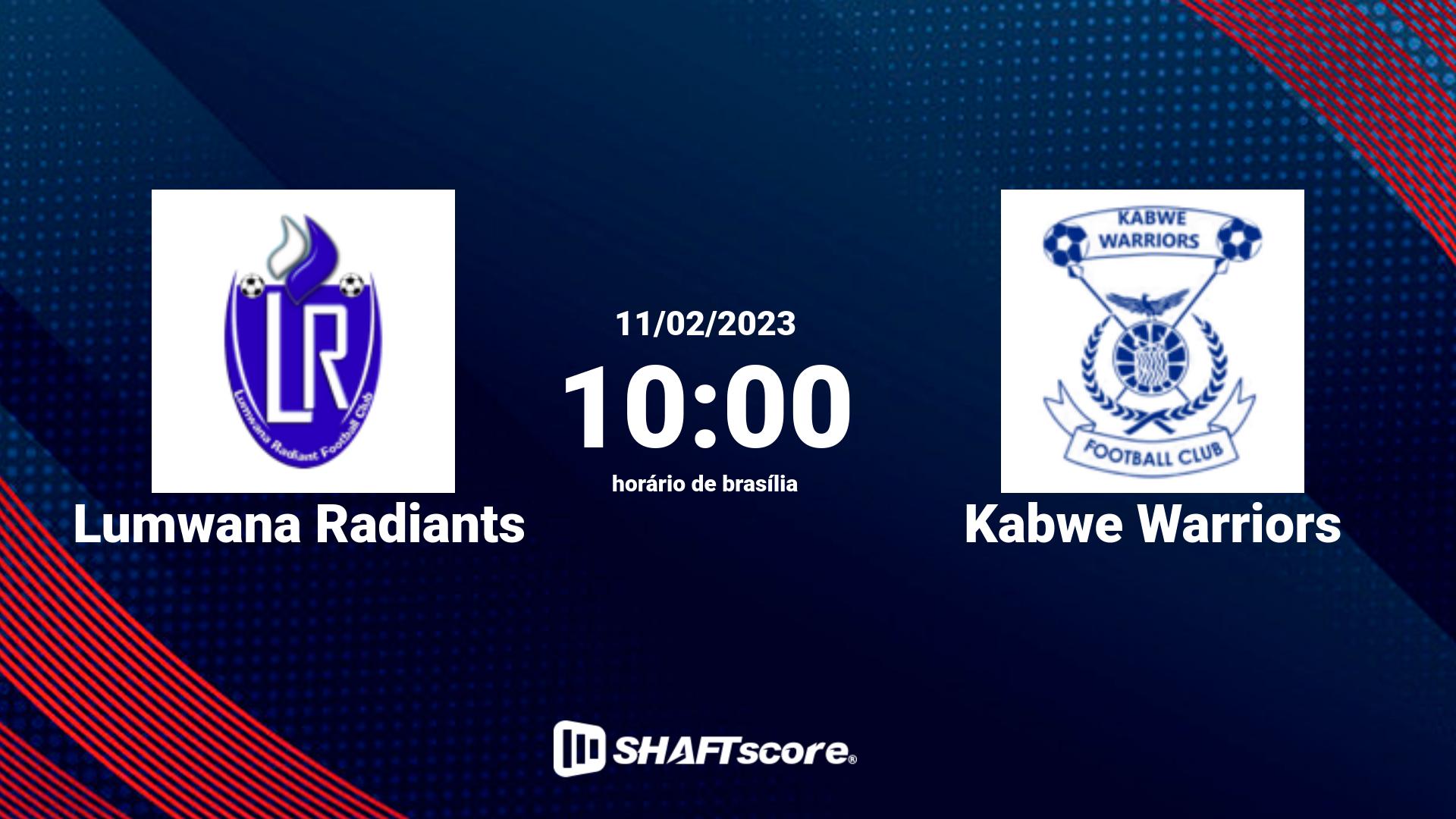 Estatísticas do jogo Lumwana Radiants vs Kabwe Warriors 11.02 10:00