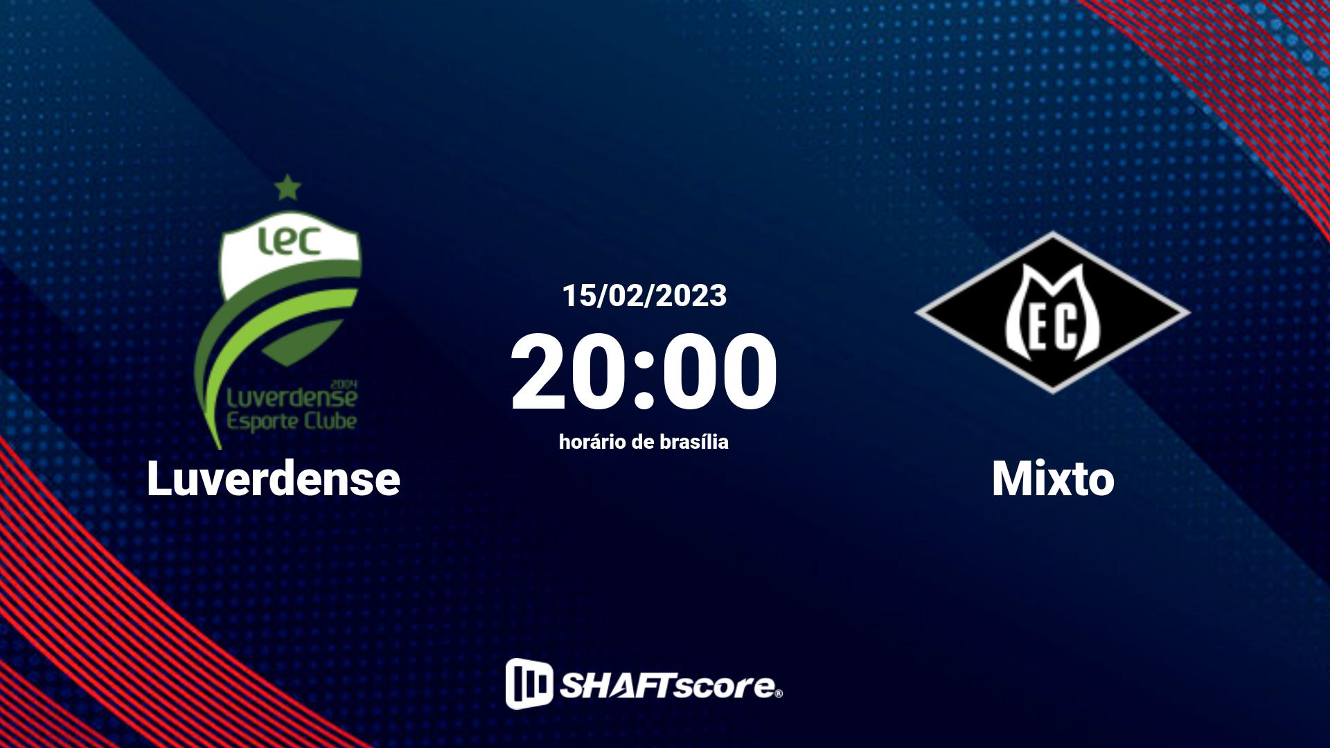 Estatísticas do jogo Luverdense vs Mixto 15.02 20:00