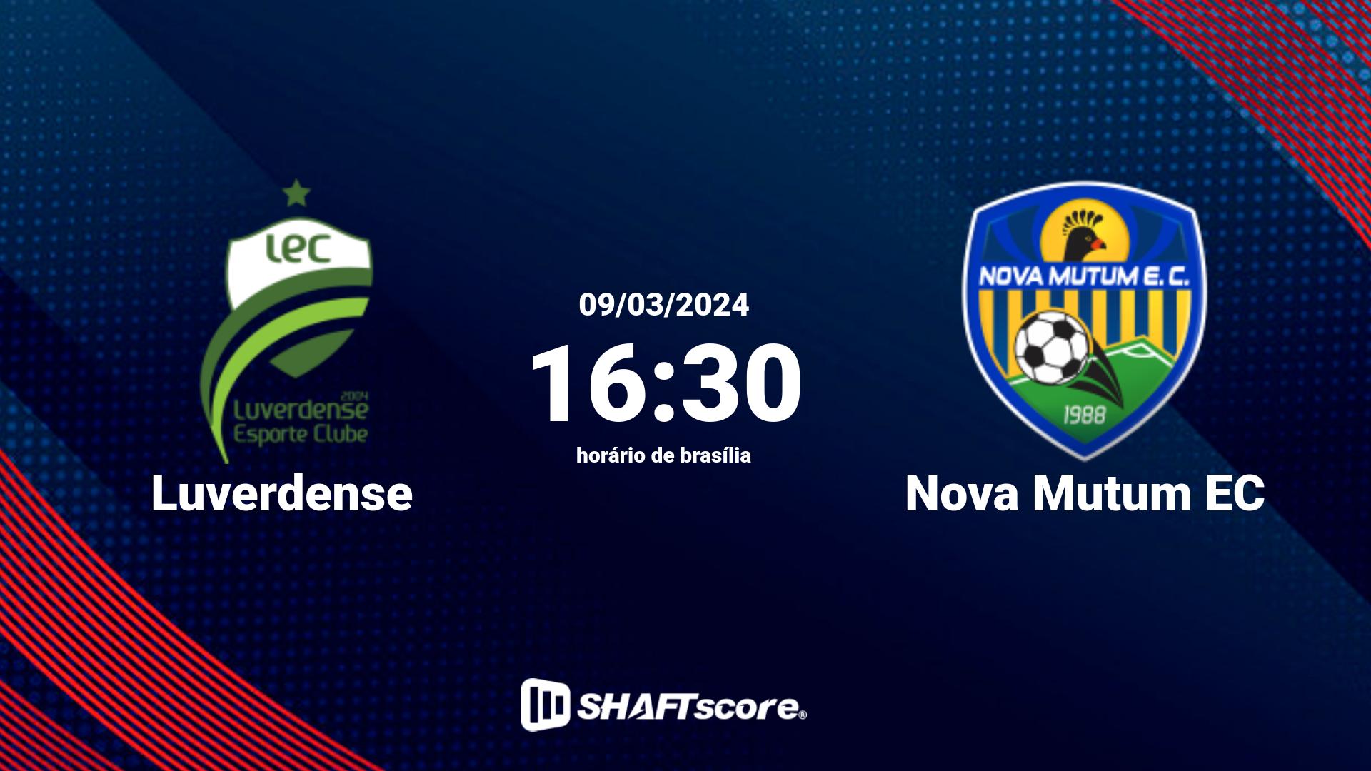 Estatísticas do jogo Luverdense vs Nova Mutum EC 09.03 16:30