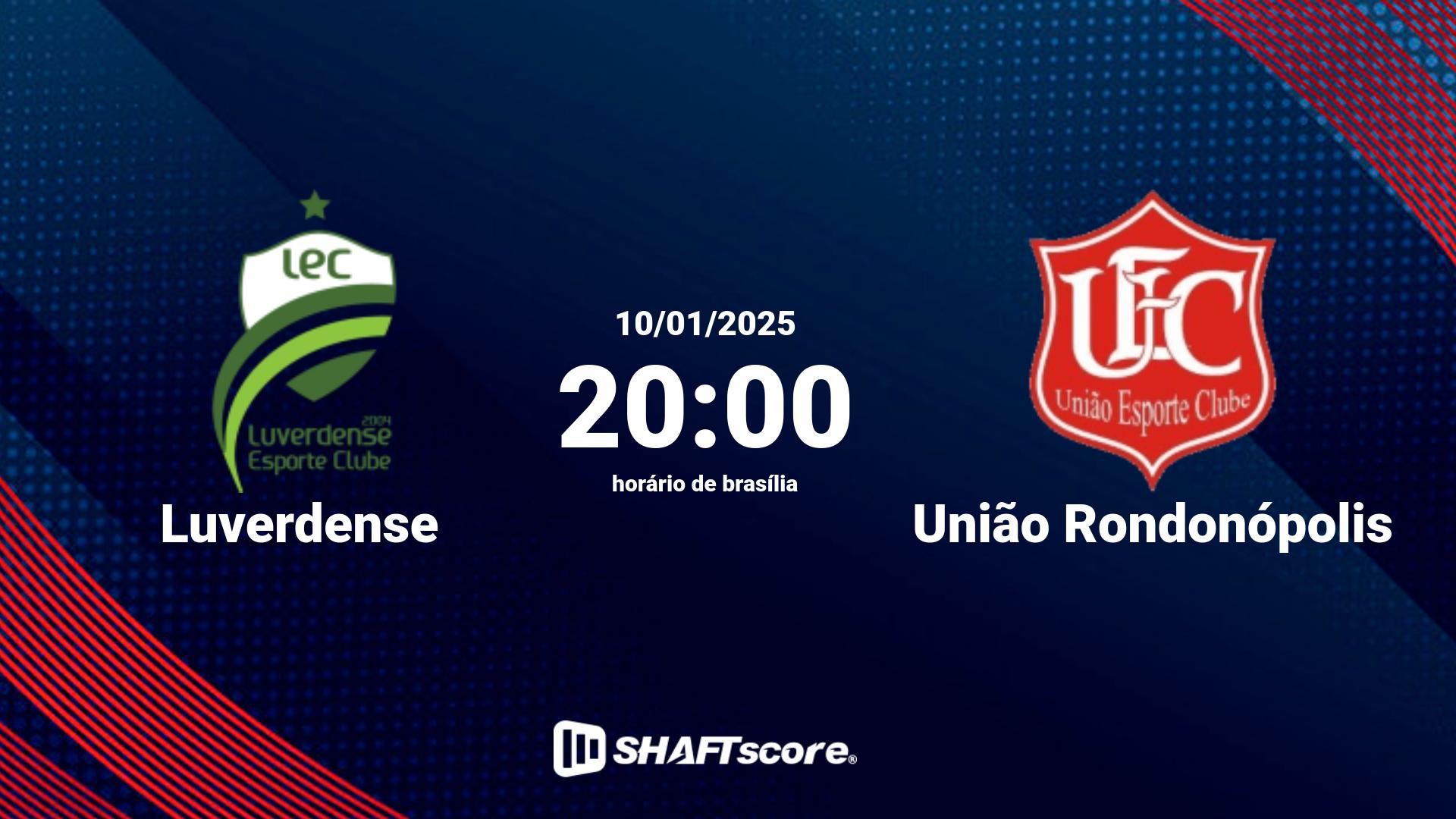 Estatísticas do jogo Luverdense vs União Rondonópolis 10.01 20:00