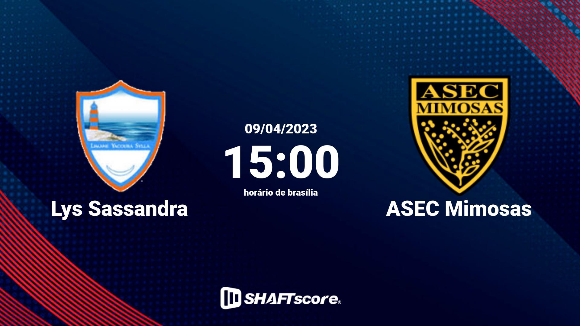 Estatísticas do jogo Lys Sassandra vs ASEC Mimosas 09.04 15:00