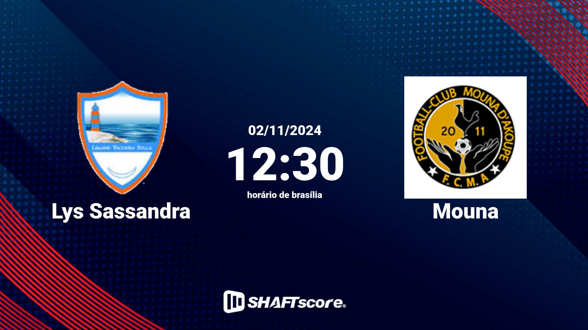 Estatísticas do jogo Lys Sassandra vs Mouna 02.11 12:30