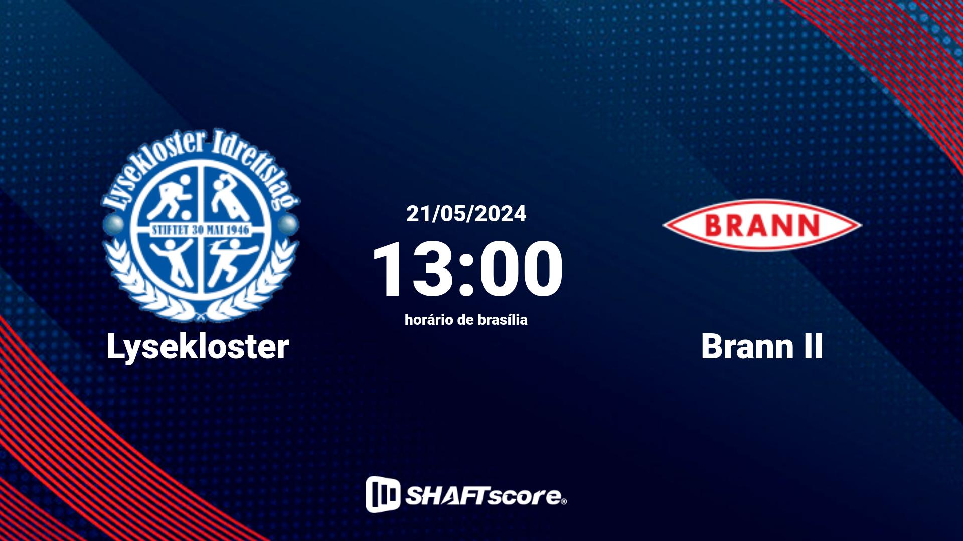 Estatísticas do jogo Lysekloster vs Brann II 21.05 13:00