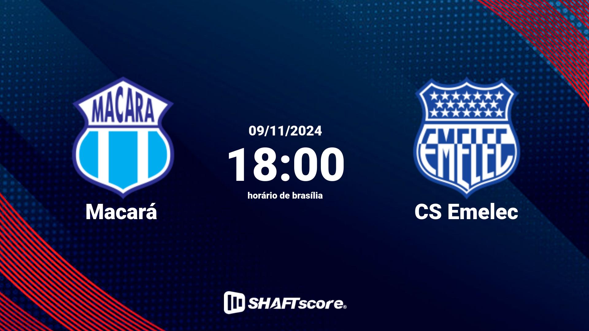 Estatísticas do jogo Macará vs CS Emelec 09.11 18:00