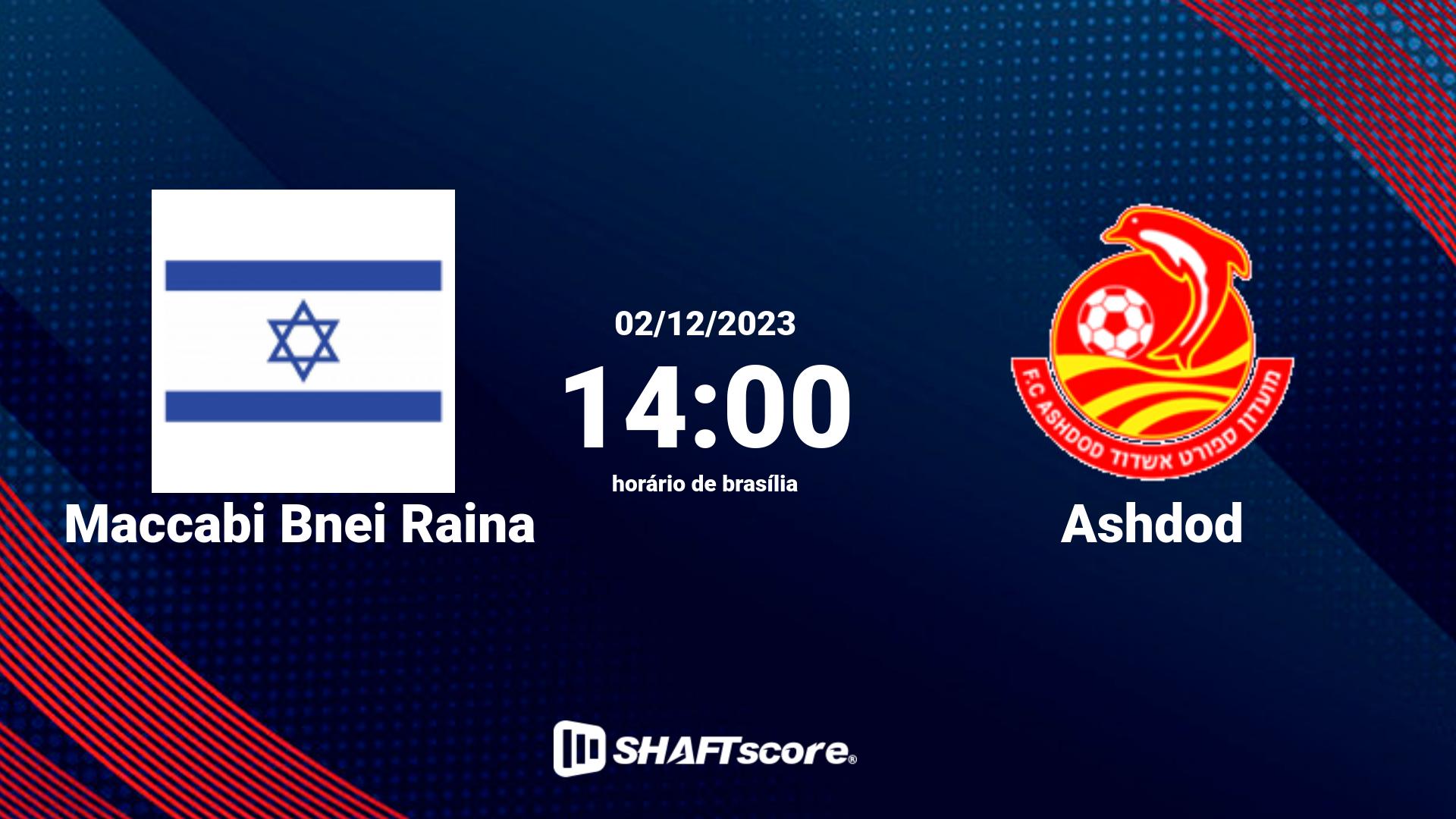 Estatísticas do jogo Maccabi Bnei Raina vs Ashdod 02.12 14:00