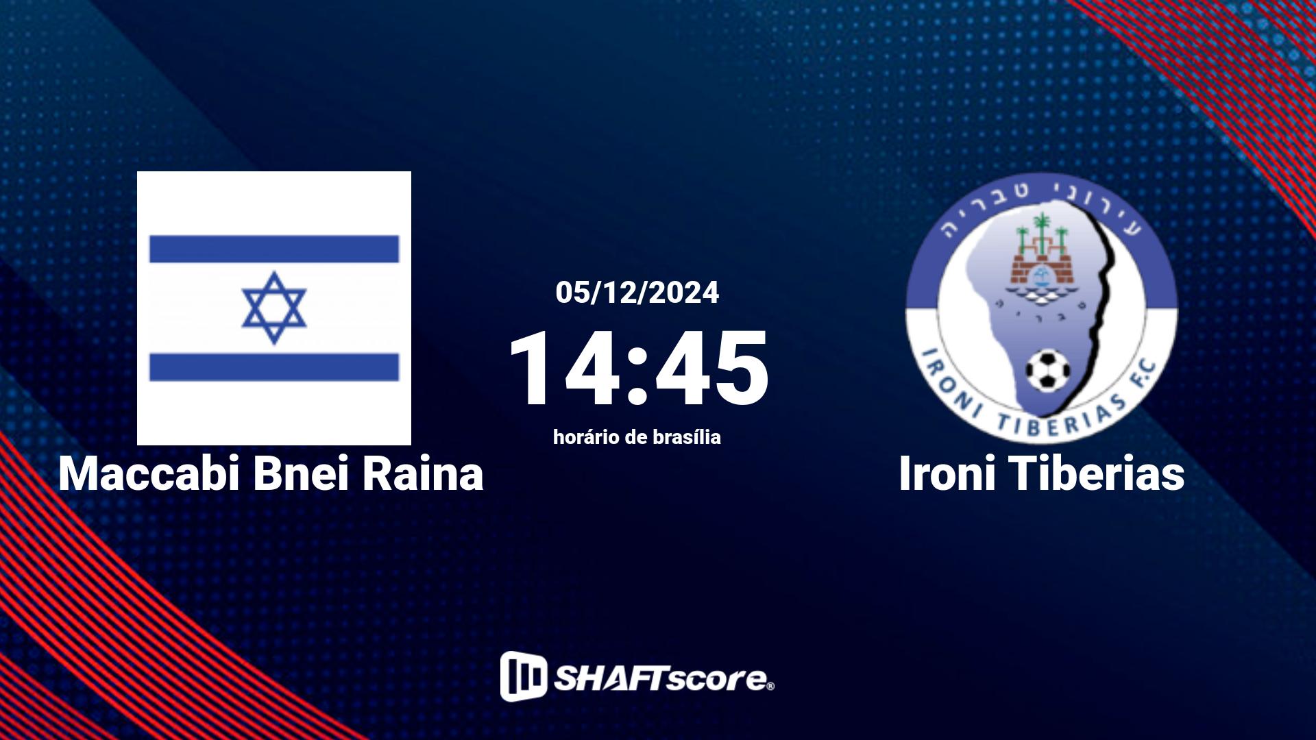 Estatísticas do jogo Maccabi Bnei Raina vs Ironi Tiberias 05.12 14:45