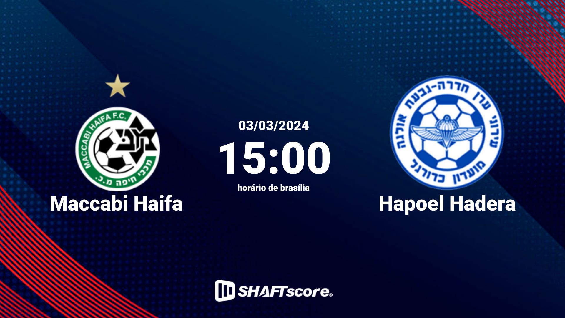 Estatísticas do jogo Maccabi Haifa vs Hapoel Hadera 03.03 15:00