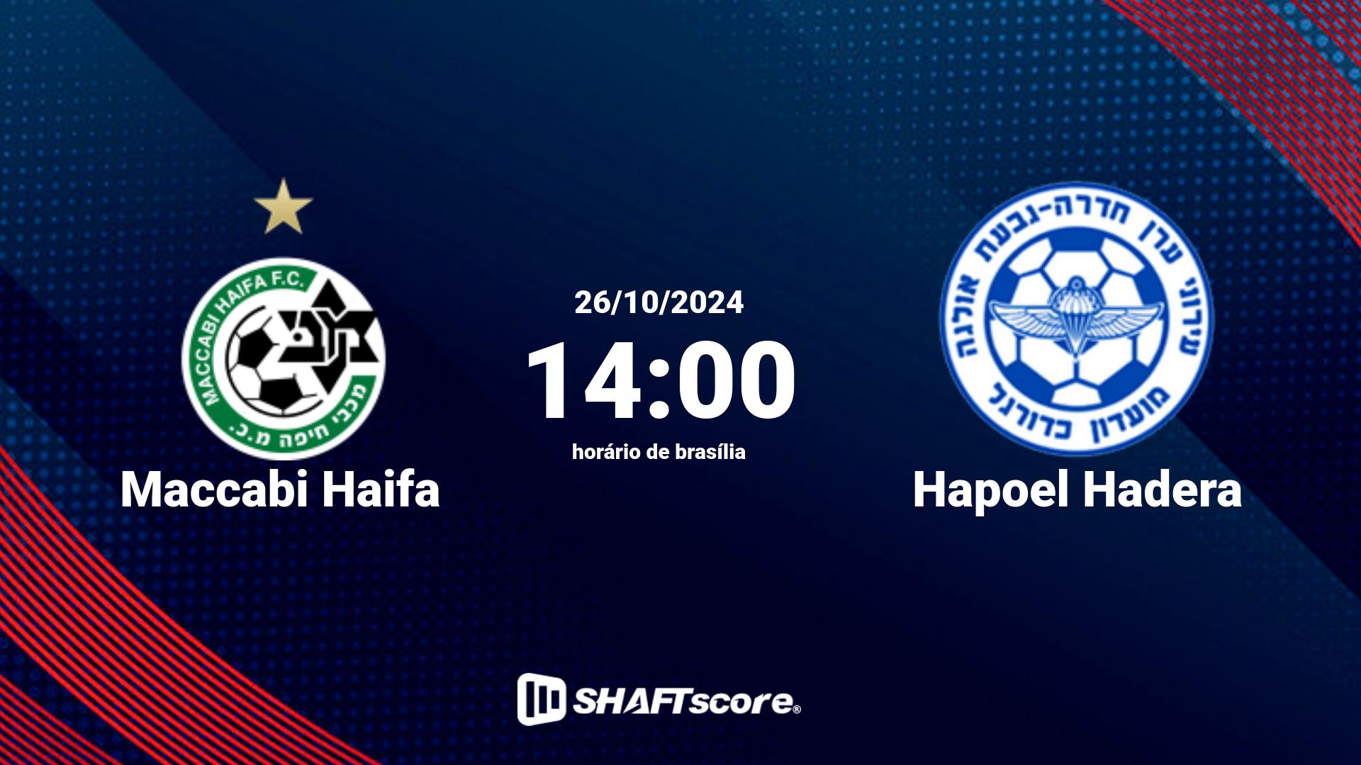 Estatísticas do jogo Maccabi Haifa vs Hapoel Hadera 26.10 14:00