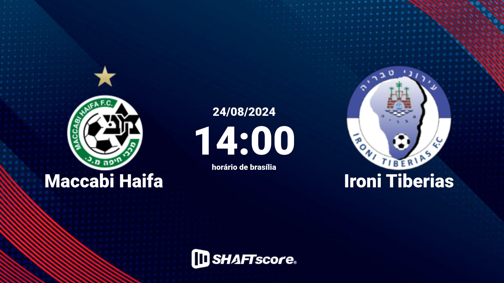 Estatísticas do jogo Maccabi Haifa vs Ironi Tiberias 24.08 14:00